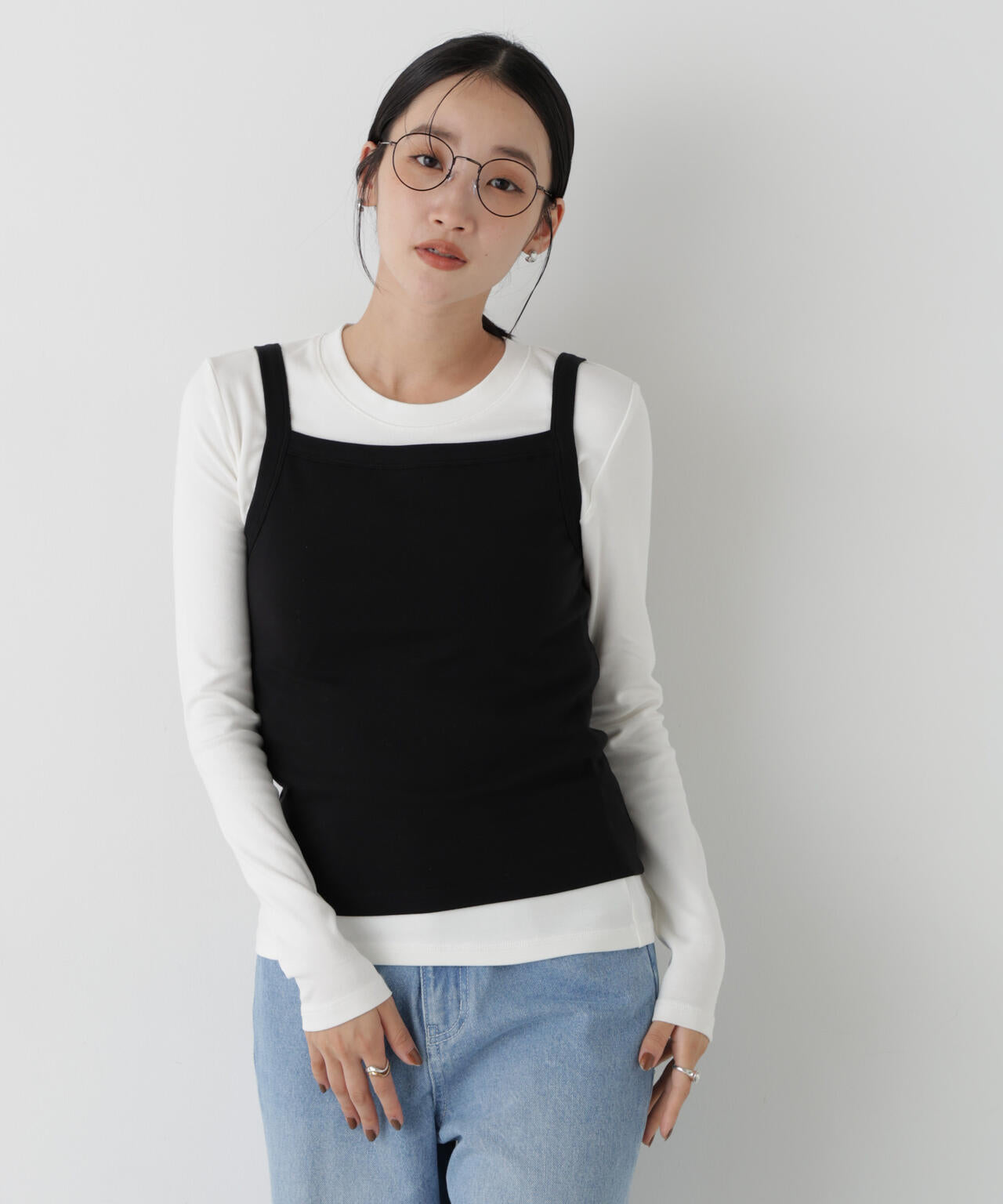 WEB限定/ロンT×キャミ カットレイヤードアンサンブルセット