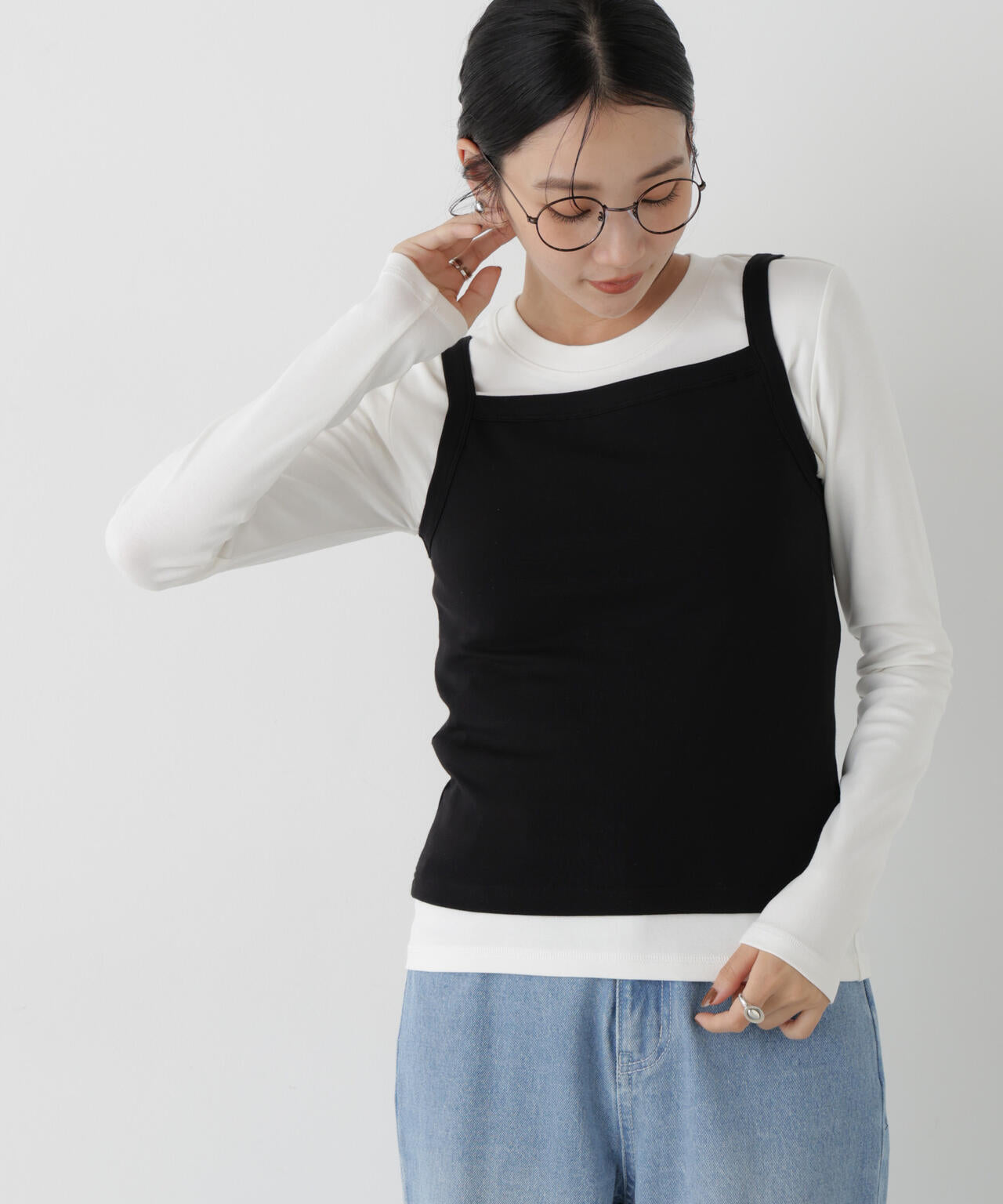 WEB限定/ロンT×キャミ カットレイヤードアンサンブルセット