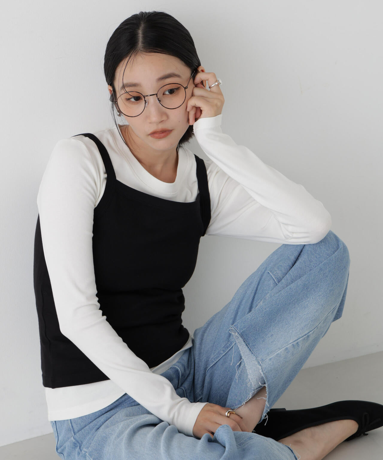 WEB限定/ロンT×キャミ カットレイヤードアンサンブルセット