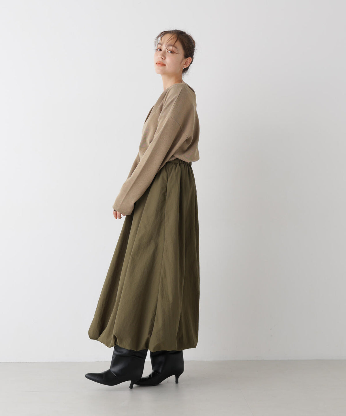 フェイクレイヤードワッフルカットトップス