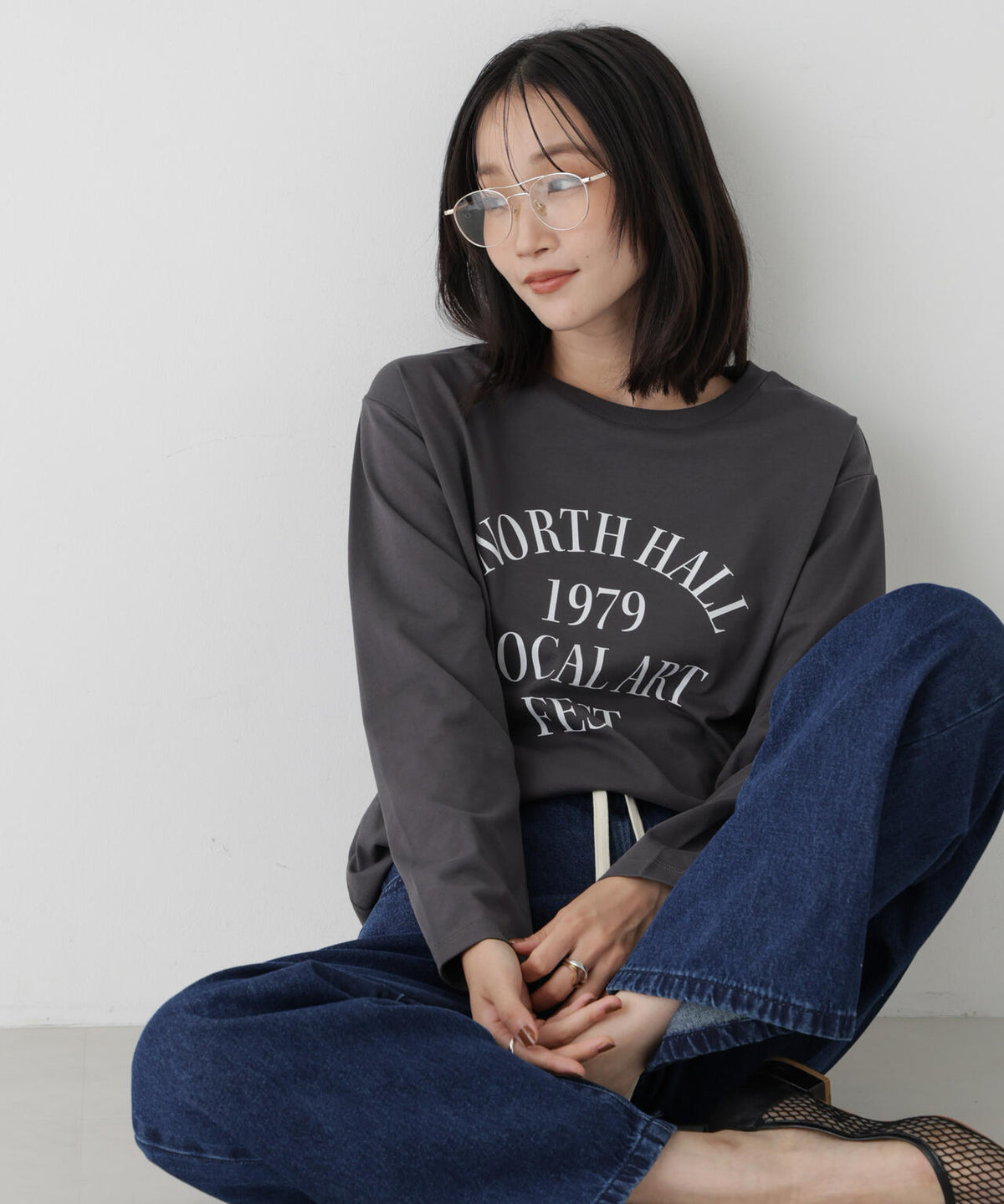 UVカット機能付ロゴプリントロングTシャツ