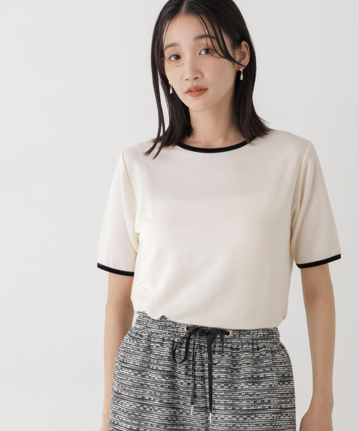WEB限定/ベロアパイピングリンガーTシャツ