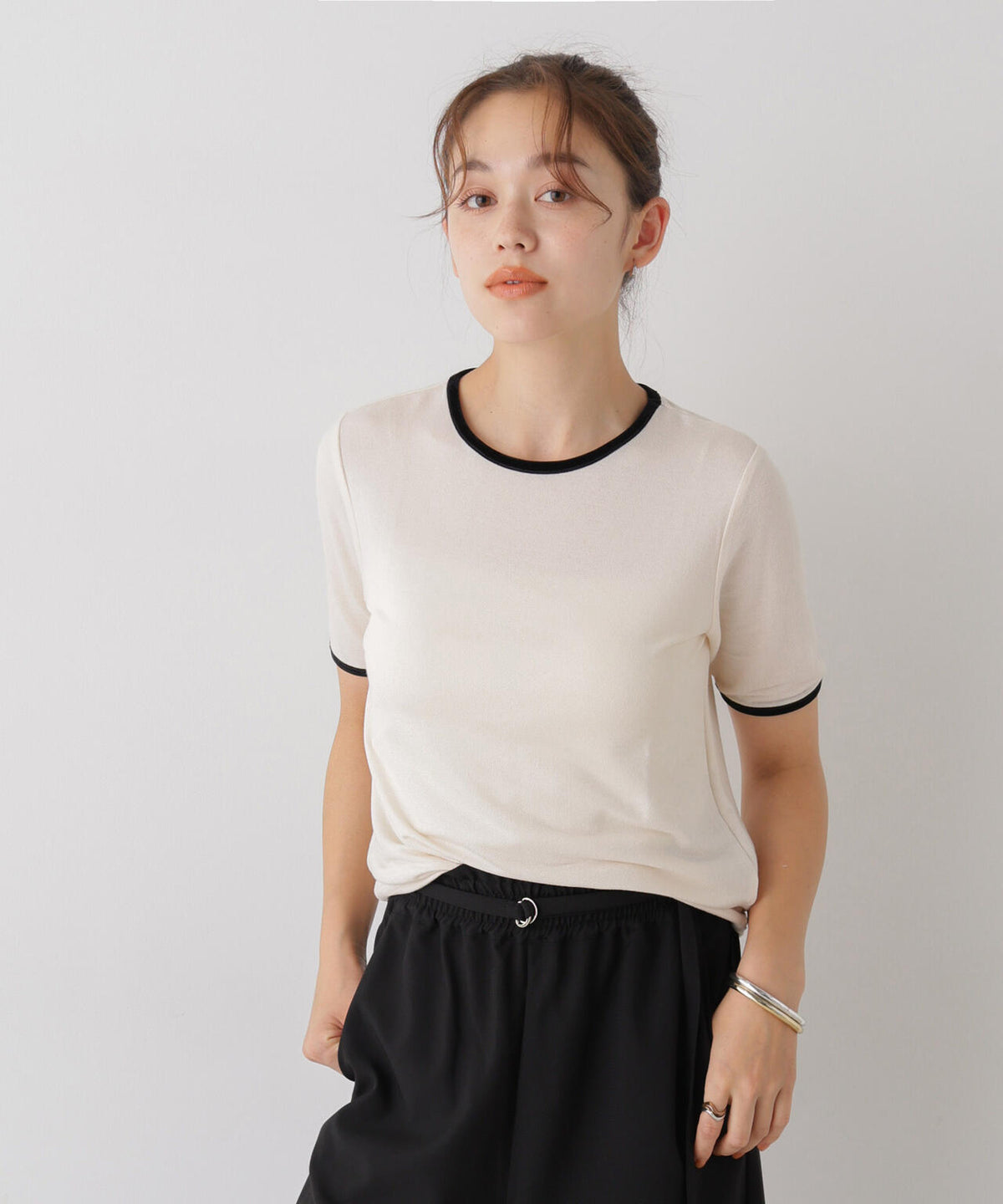 WEB限定/ベロアパイピングリンガーTシャツ