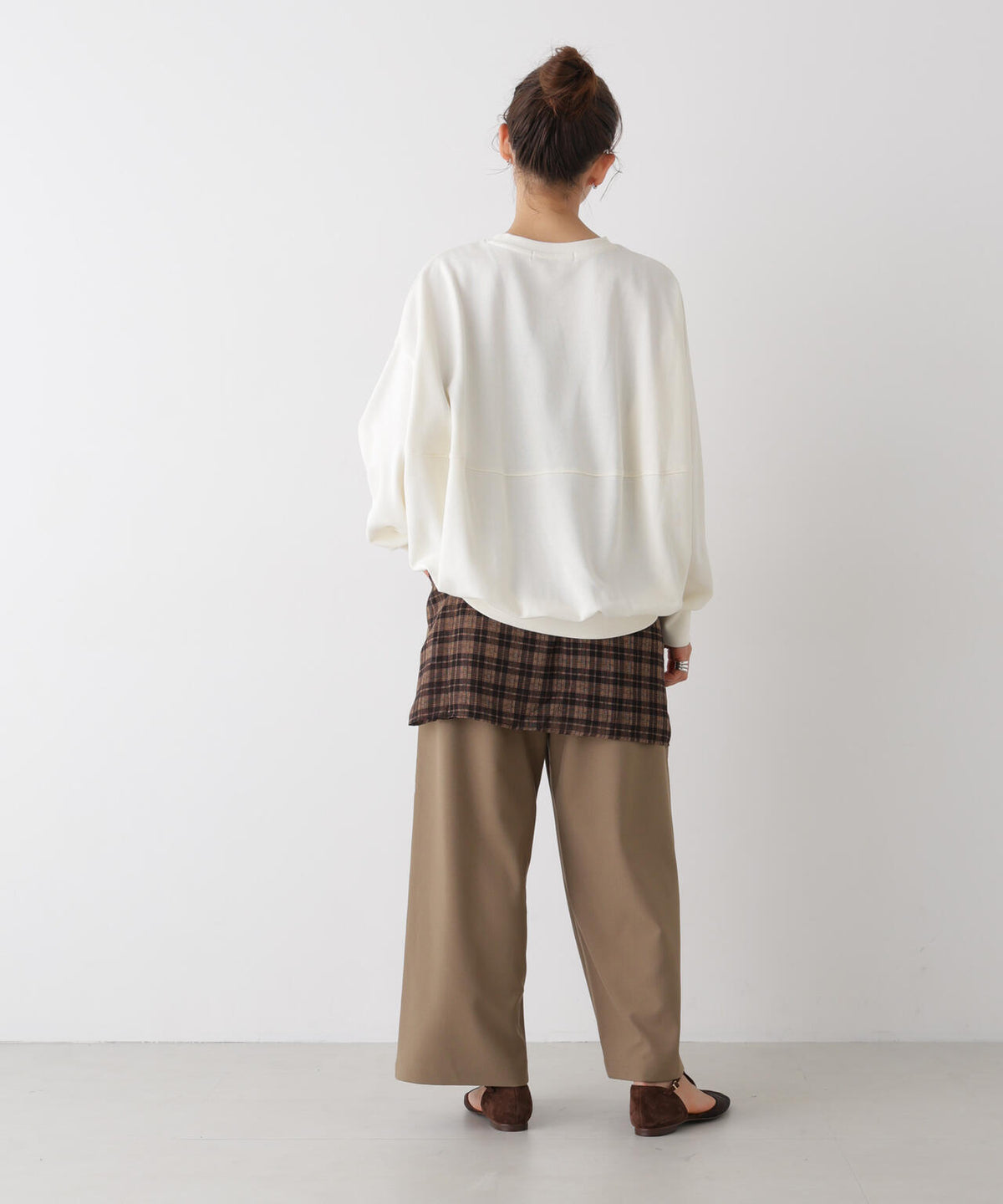 ベルト付きツイルワイドパンツ(セットアップ可)