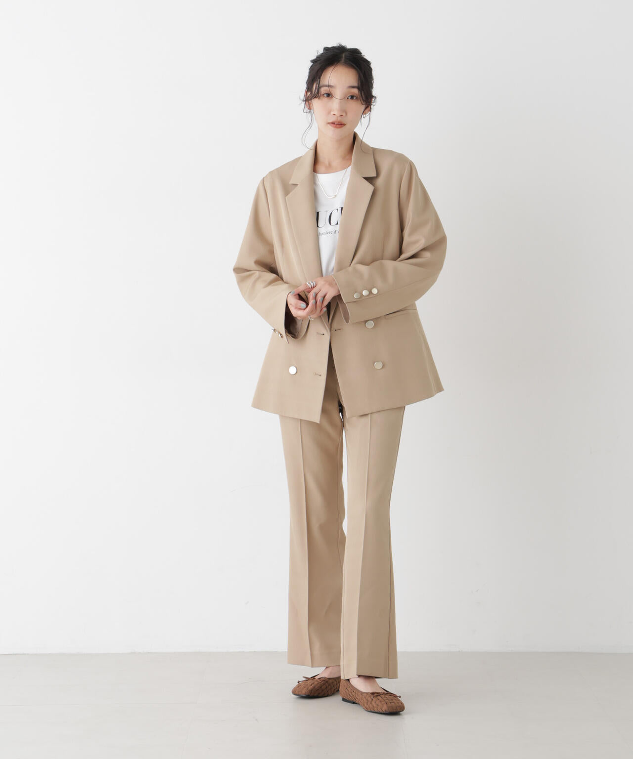 ツイルセンタープレスフレアパンツ(セットアップ可)
