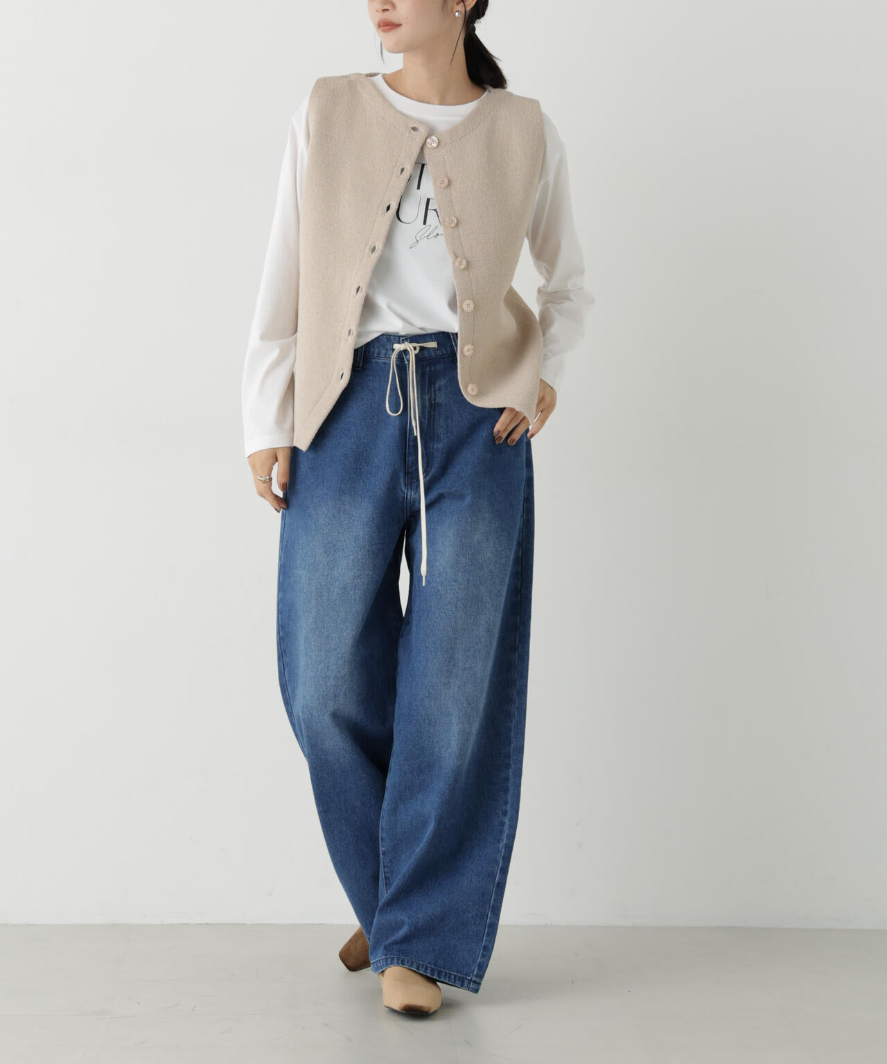 ドロストワイドデニムパンツ