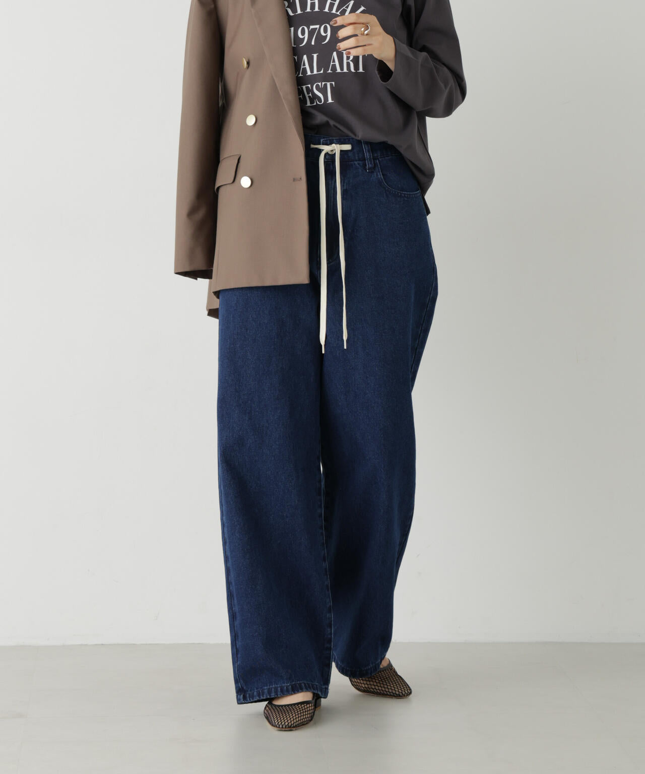 ドロストワイドデニムパンツ