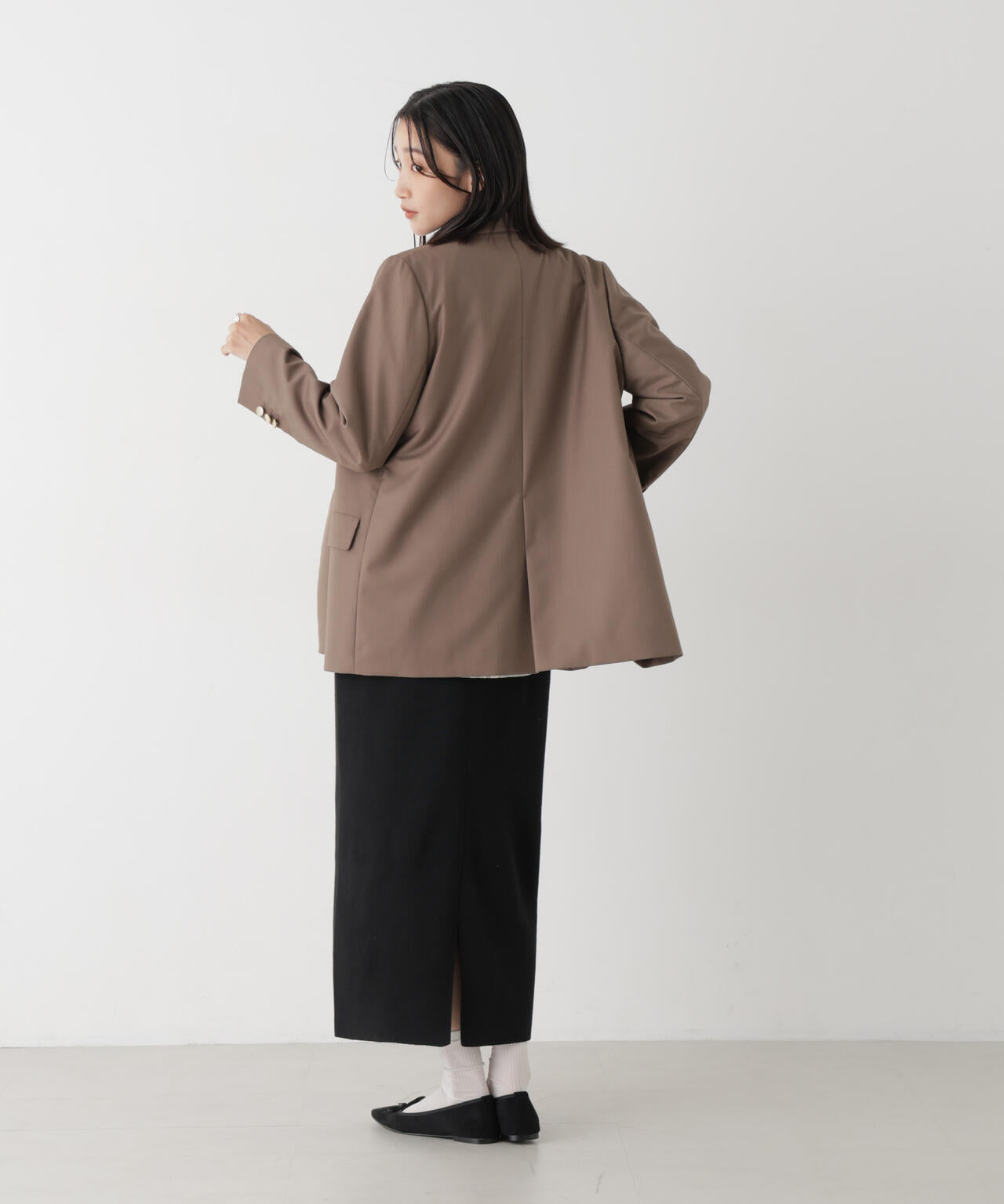 毛玉ができにくいニット 総針ロングナロースカート(セットアップ可)