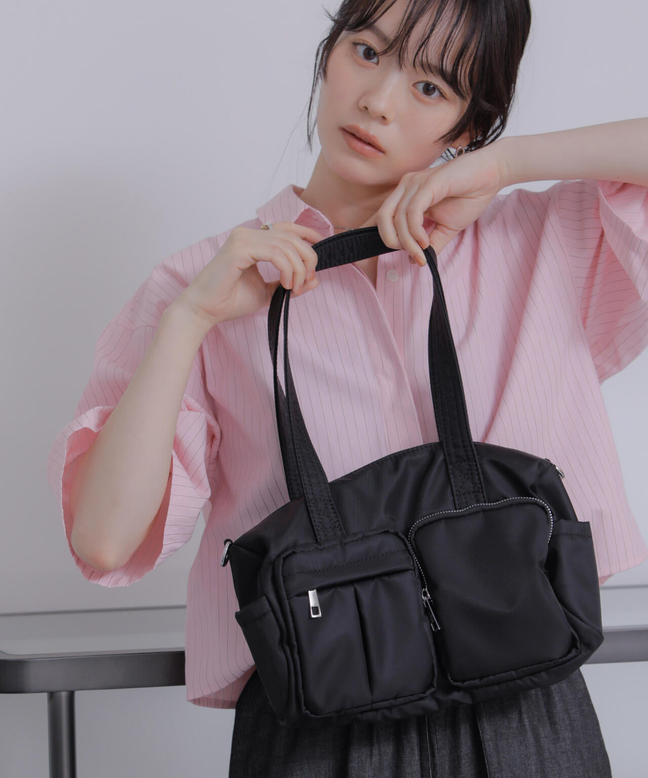 【500mlペットボトル収納可】WEB限定/ナイロンドラム型ポケットボストンバッグ