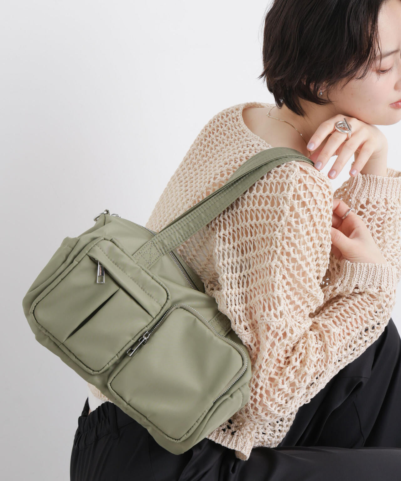 【500mlペットボトル収納可】WEB限定/ナイロンドラム型ポケットボストンバッグ