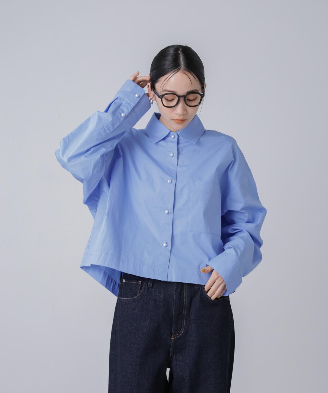 WEB限定/パールボタンクロップドシャツ | NANO universe（ナノ