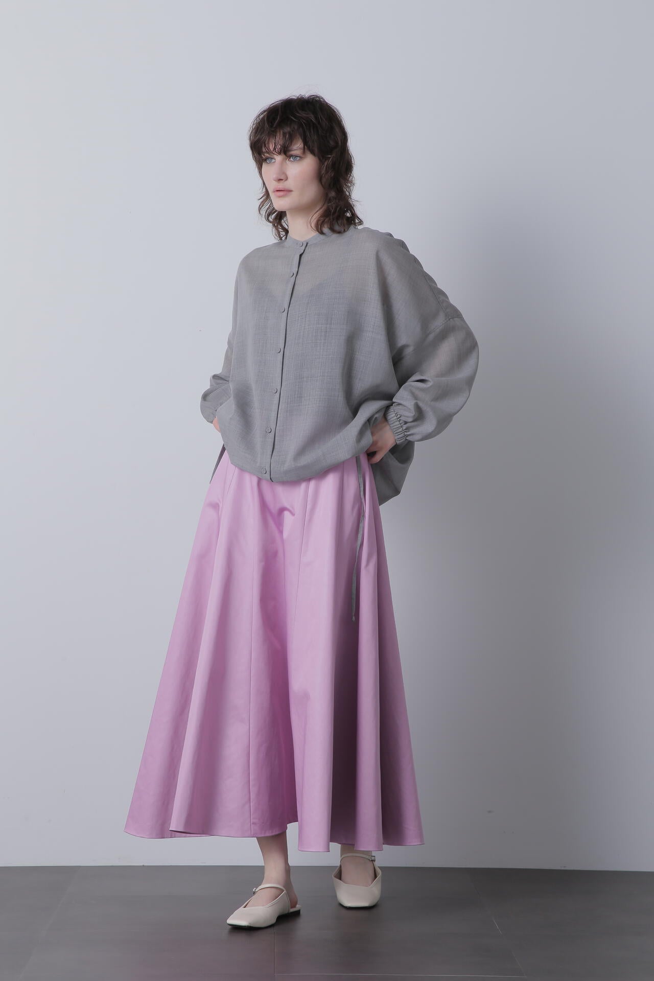 【TV着用】【Marisol 10月号掲載商品】レザーライクサテンスカート