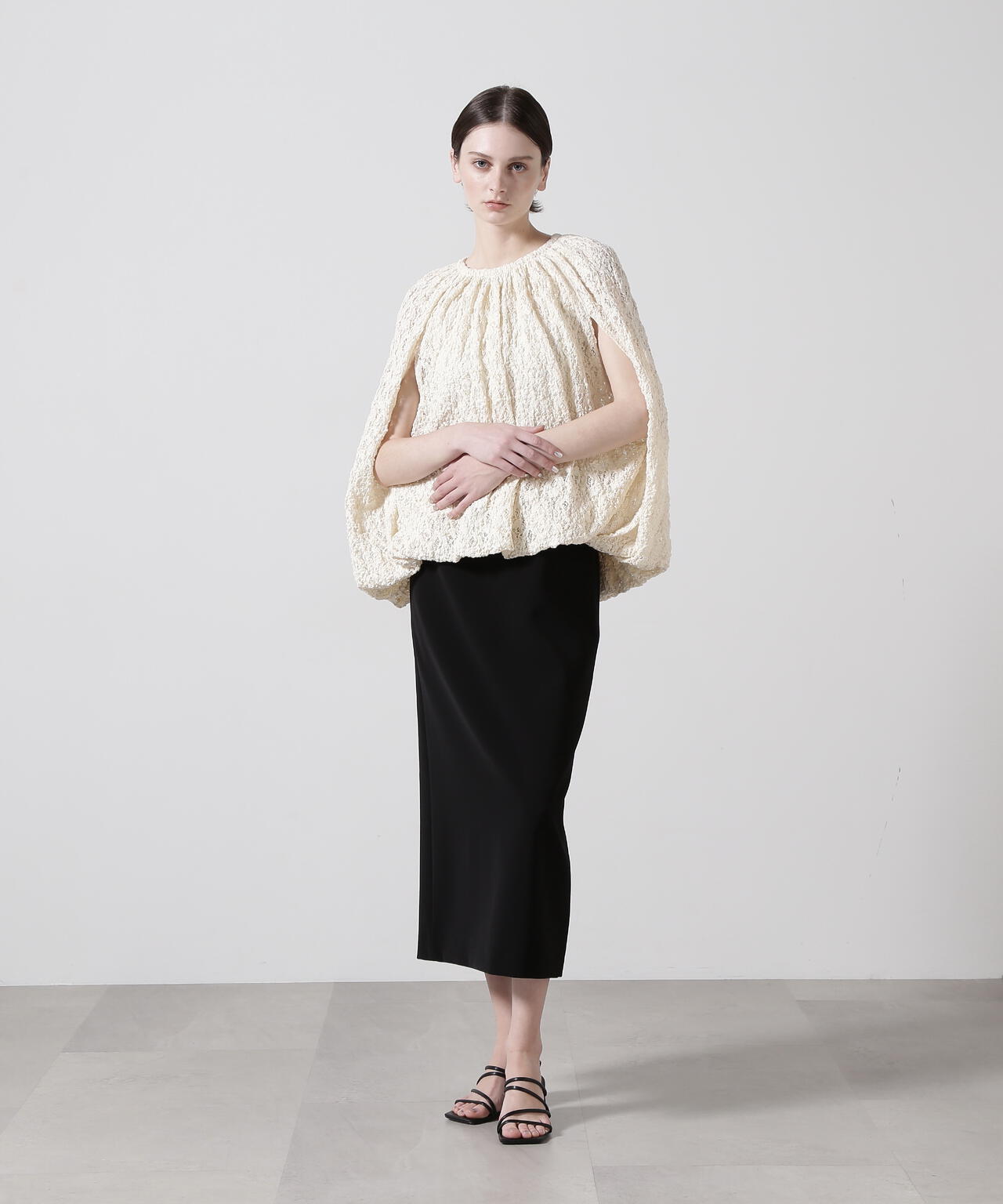 TV着用】【STORY 8月号掲載商品】レーシージャージポンチョブラウス