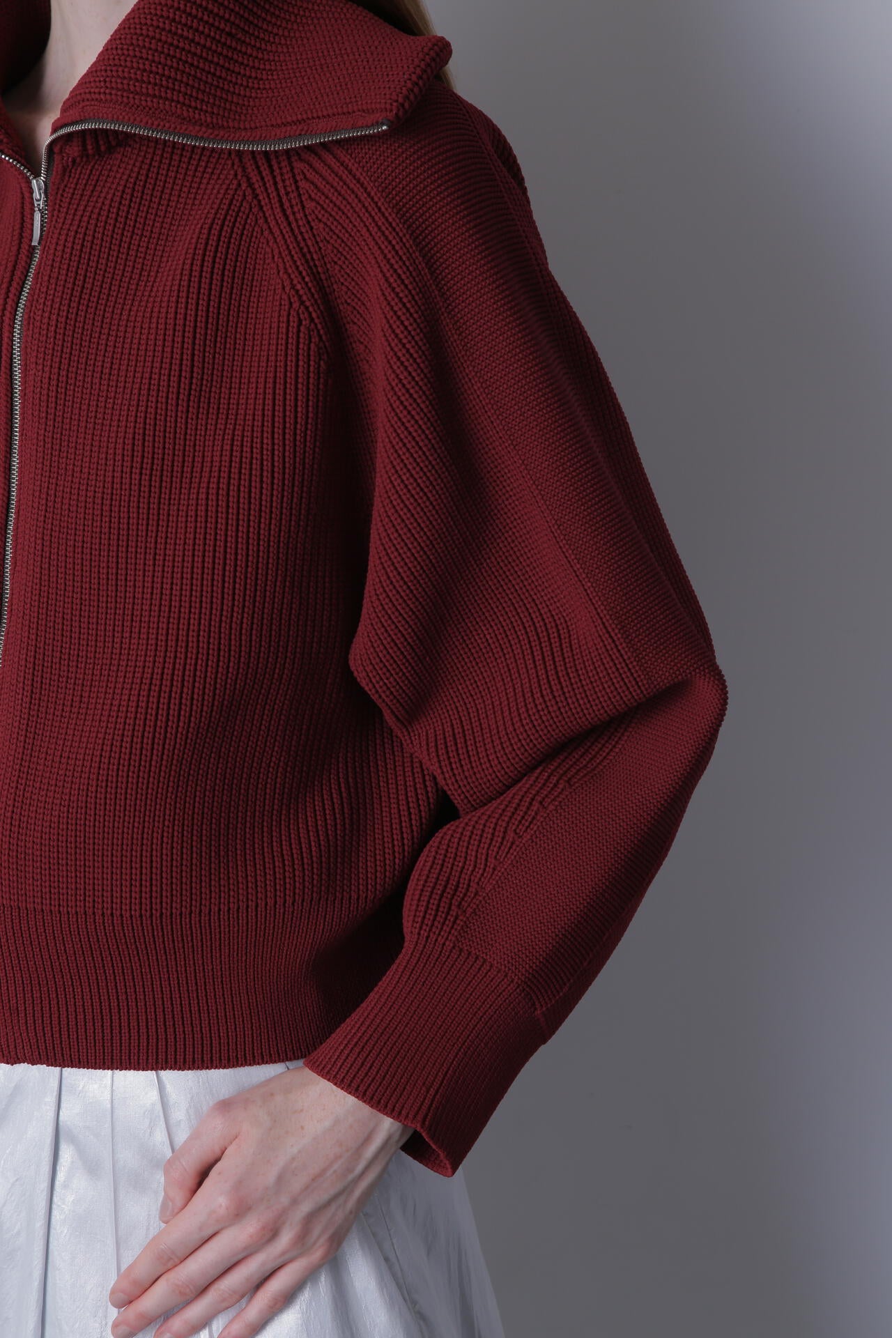 赤 ジップアップセーター ユニセックス) カラーハーフジップアップニット | ファッション通販