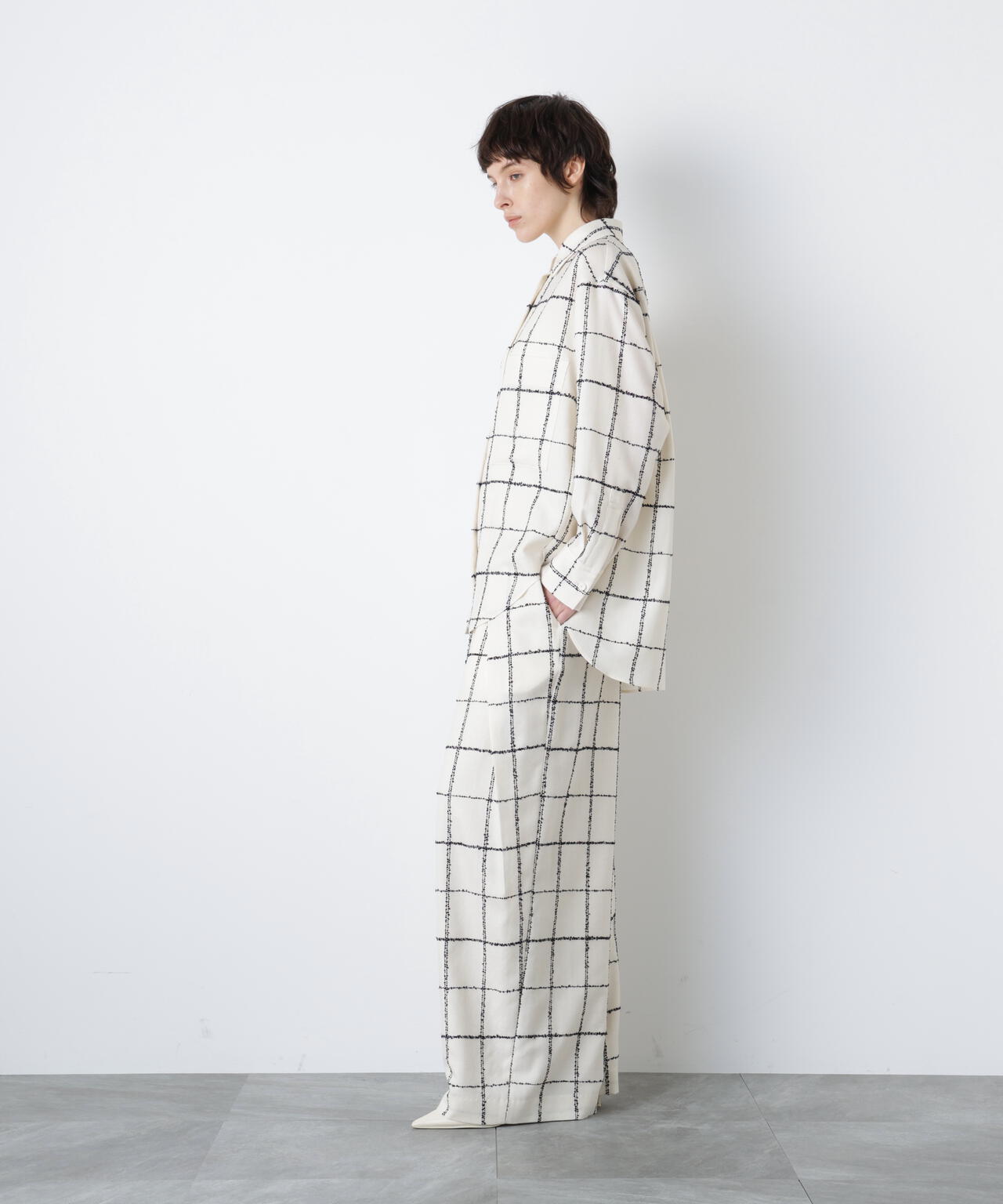 ウールチェックブラウス