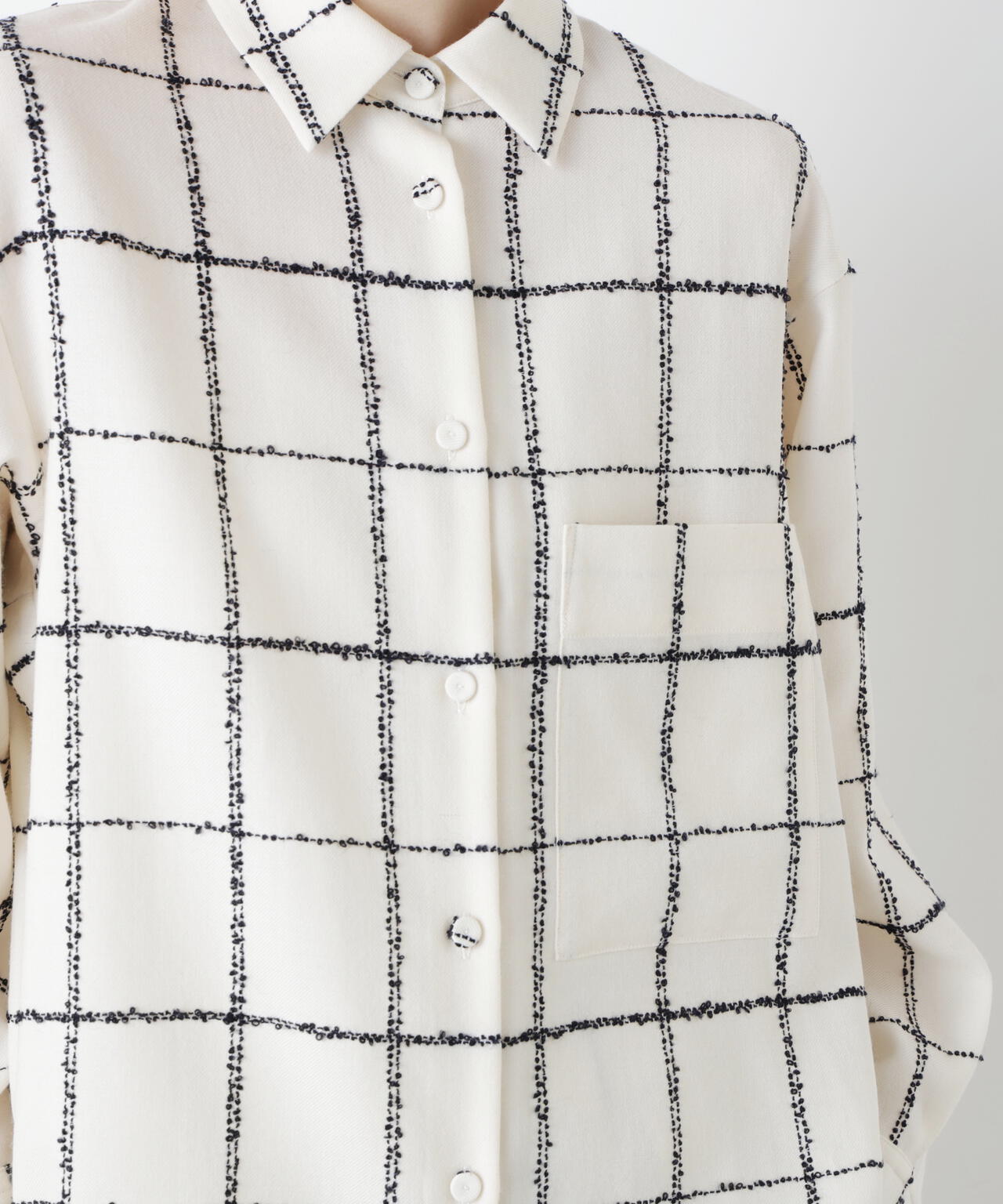 ウールチェックブラウス