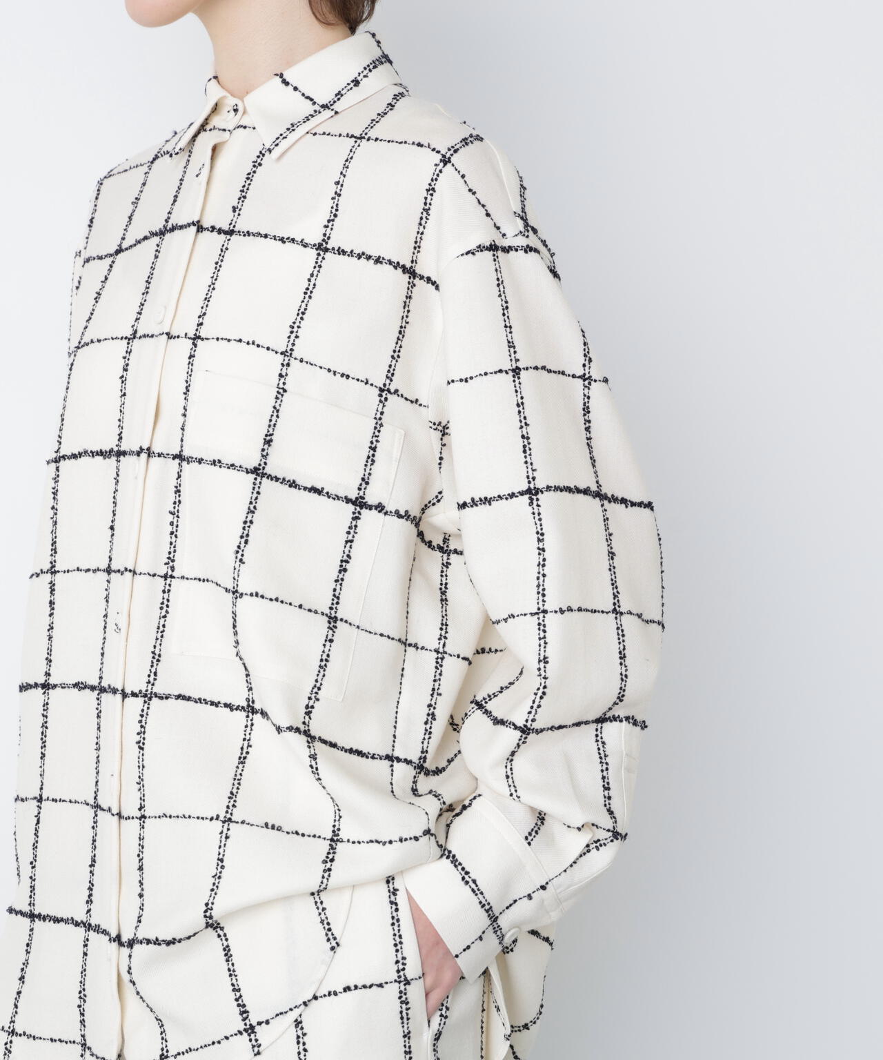 ウールチェックブラウス