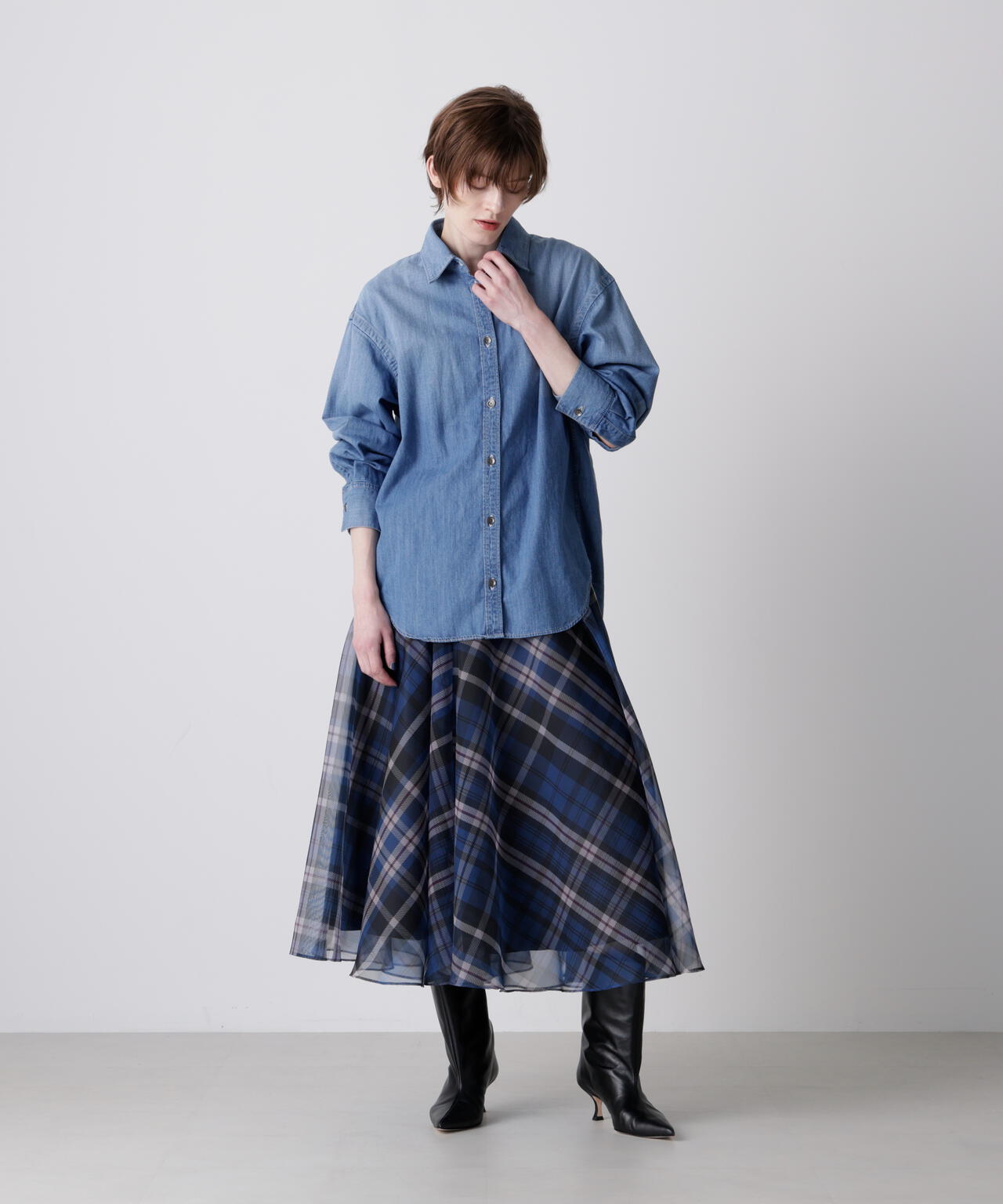 シアーチェックスカート