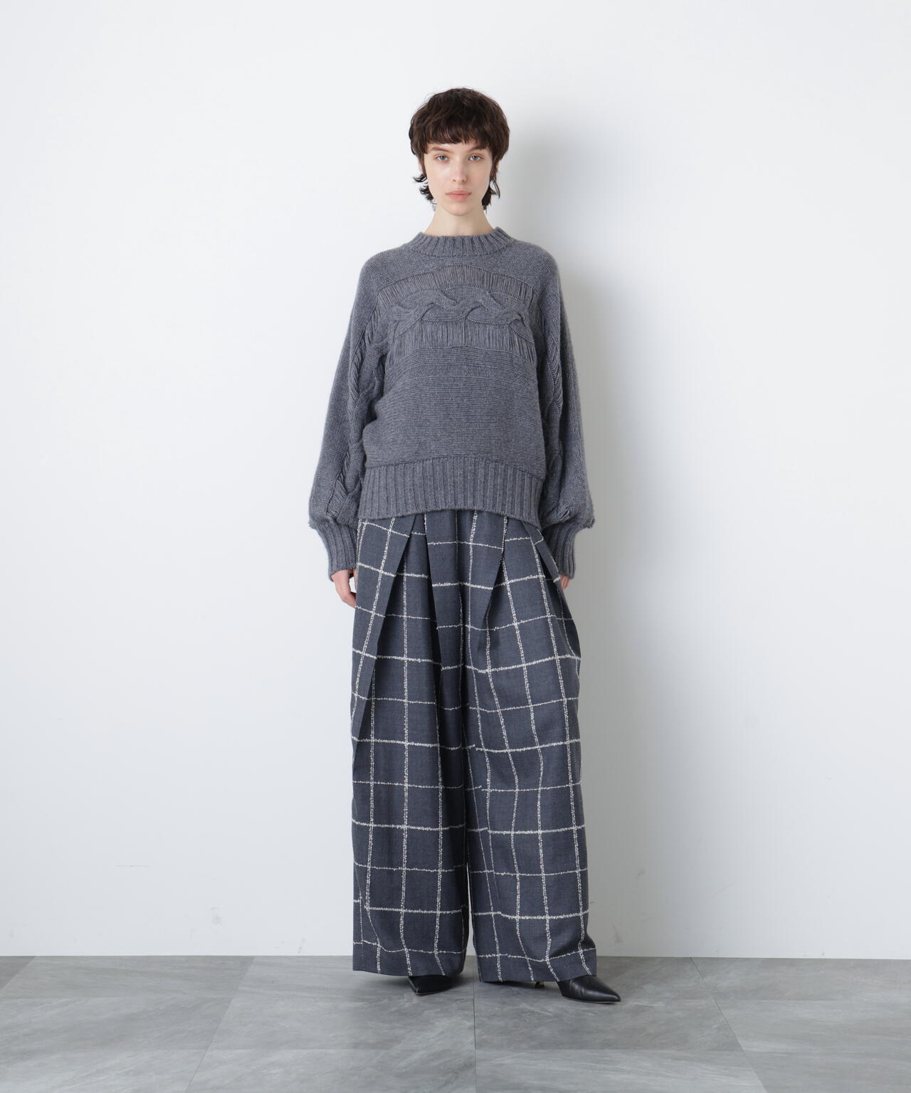 ウールカシミヤケーブルニット