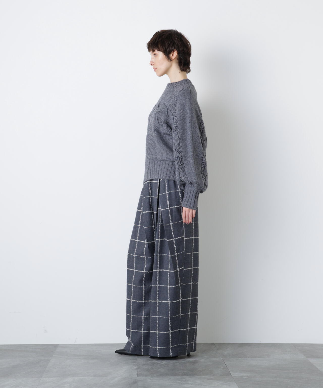 ウールカシミヤケーブルニット