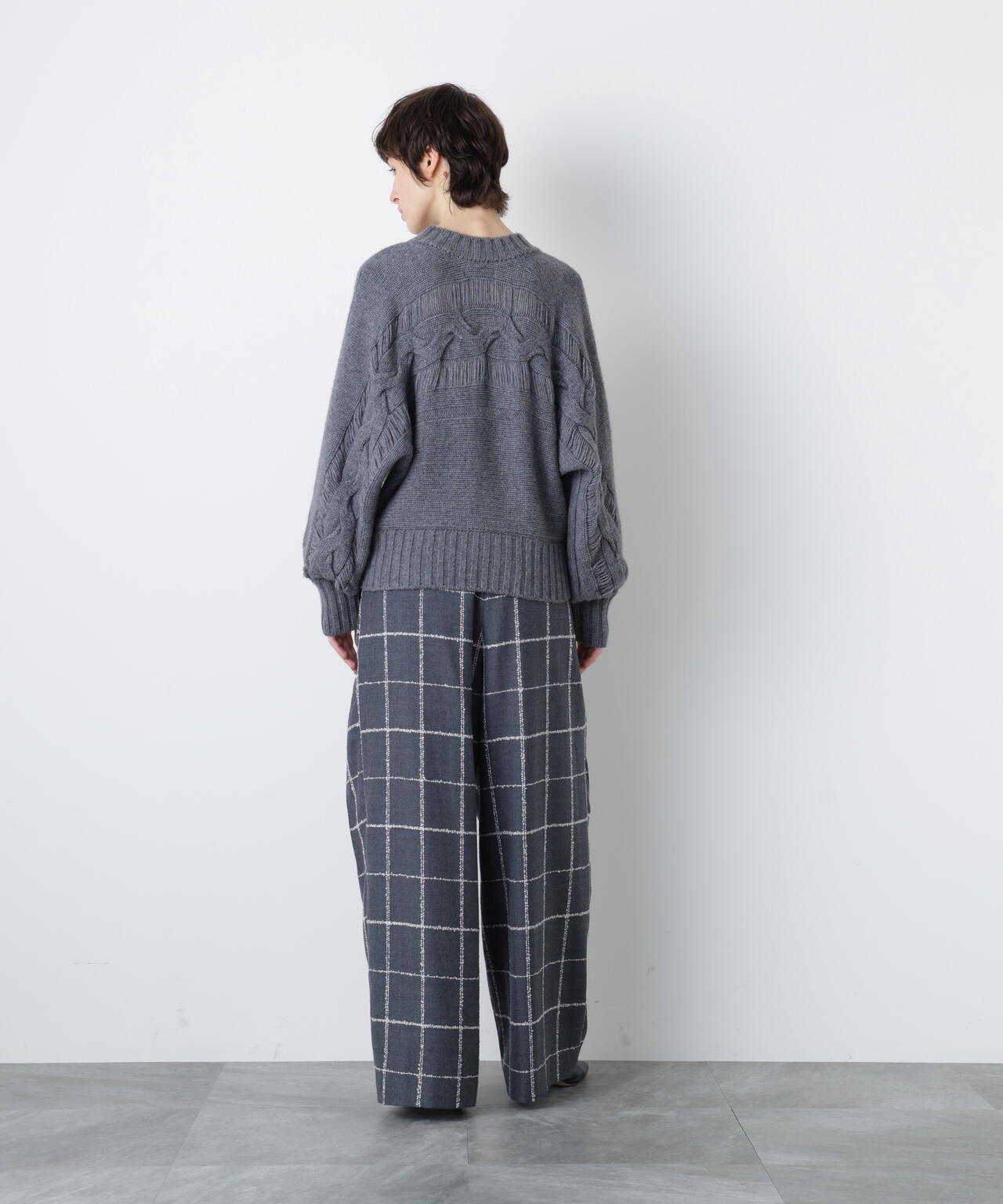 ウールカシミヤケーブルニット