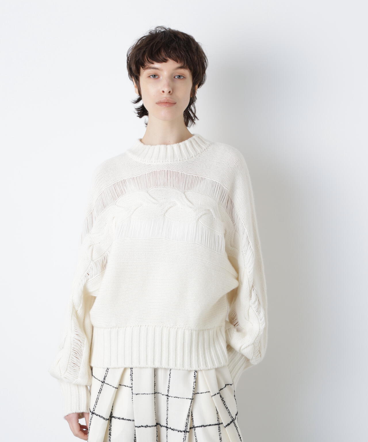 ウールカシミヤケーブルニット