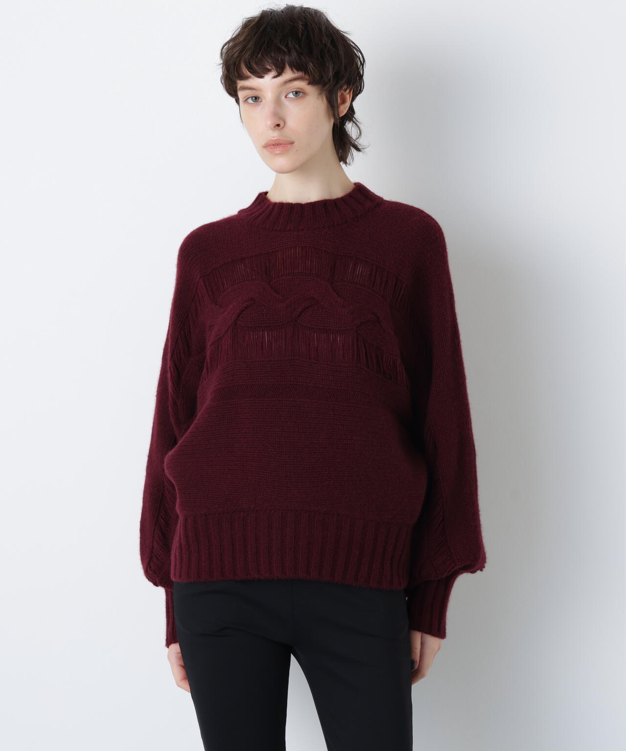 ウールカシミヤケーブルニット