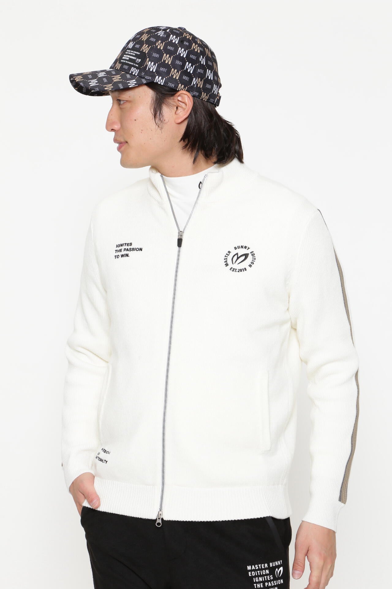 マスターバニーニットプルジップジャケット 身頃裏地付きフルジップアップニットジャケット | MASTER BUNNY