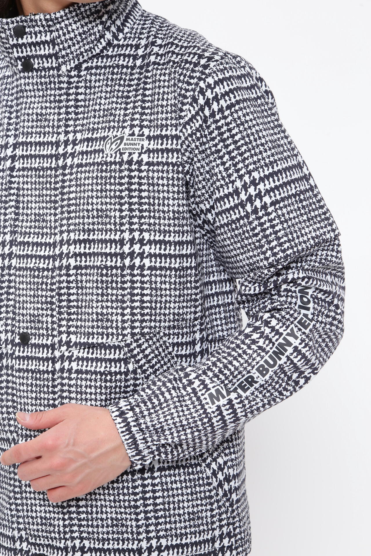 新品 マスターバニー 千鳥柄×ナイロンストレッチ 撥水ジャケット(4)M/白 MASTER BUNNY EDITION（マスターバニーエディション） MASTER BUNNY