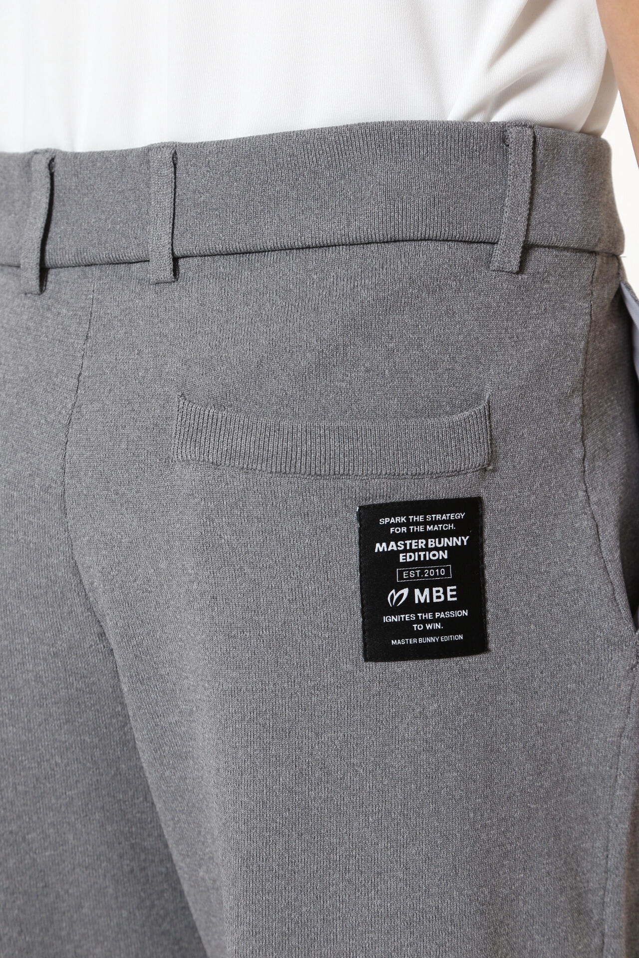 天竺度詰め+ジャガードロゴ スピンドル付きニットパンツ | MASTER