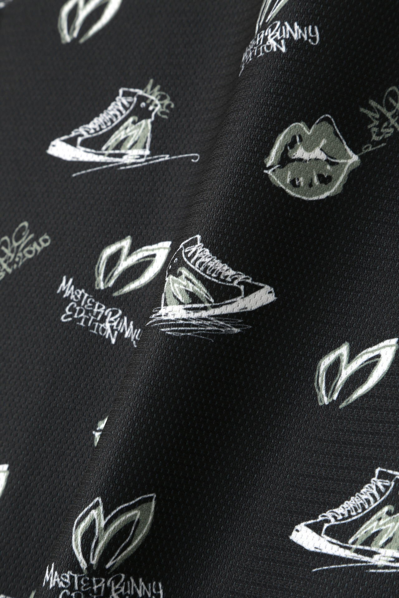 メッシュトリコット ビスコテックスプリント 半袖ポロシャツ