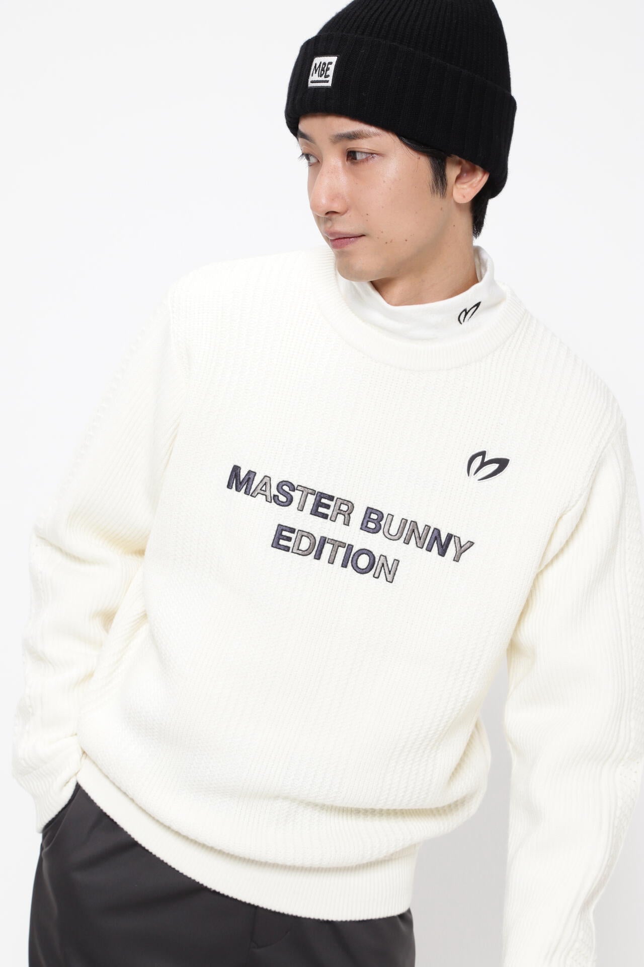 畔柄裏付き クルーネックニットプルオーバー | MASTER BUNNY