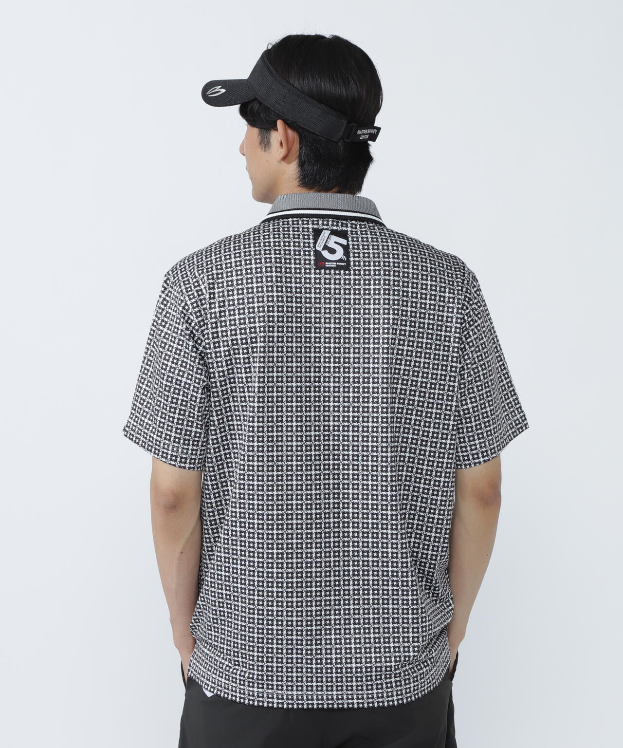 SPX150d天竺×カノコボーダー半袖ポロシャツ ＜千鳥プリント＞