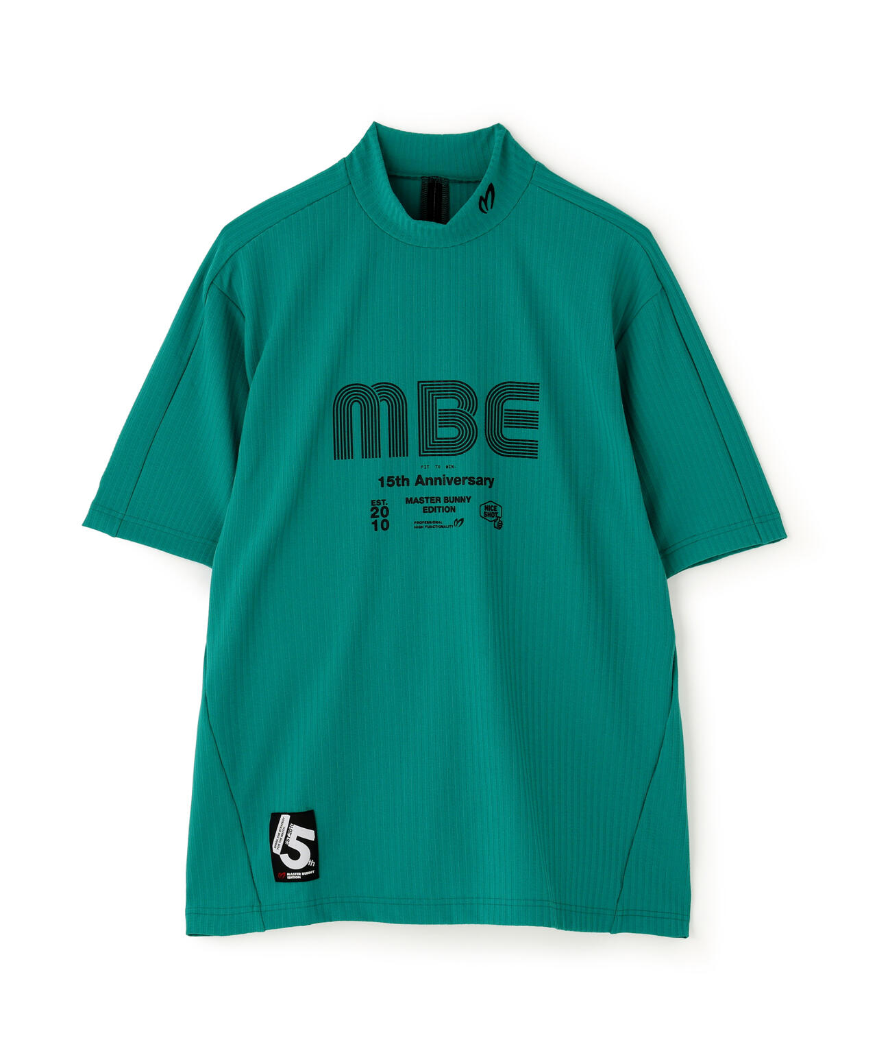 75dフルダルサッカーストライプ半袖ハイネックカットソー