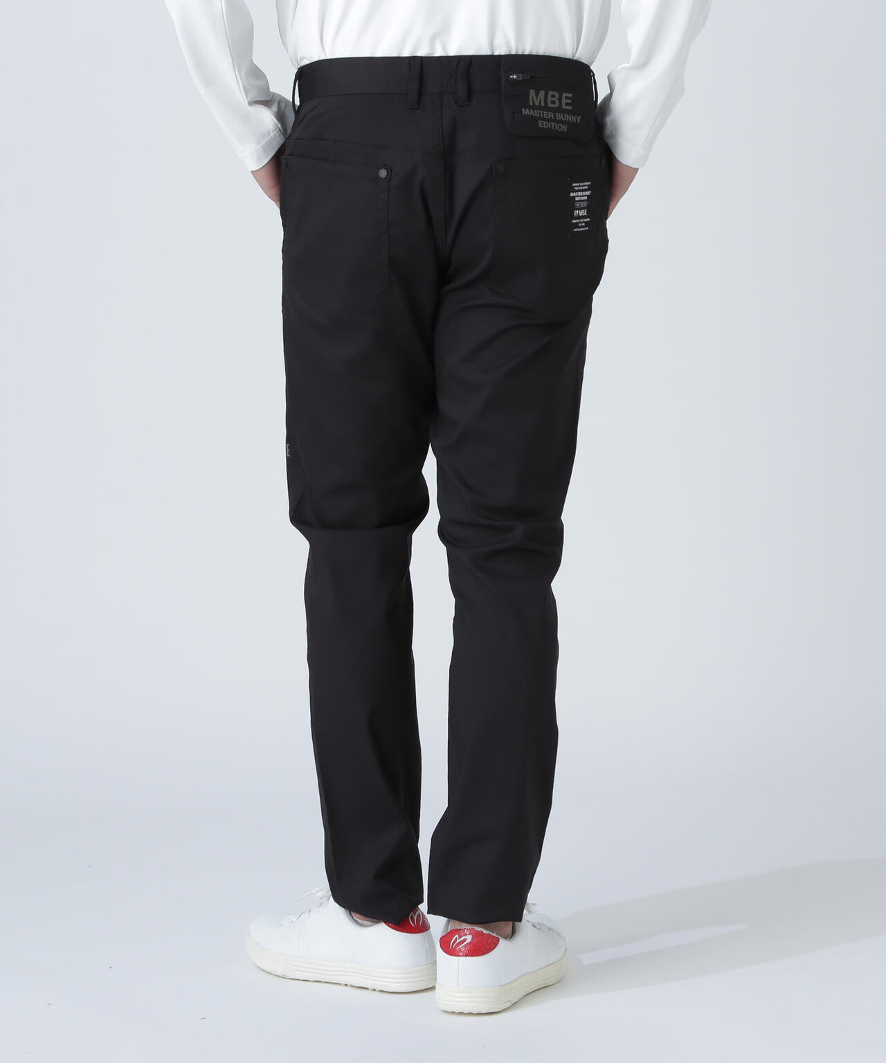 【マスターバニーエディション】美品 ストレッチパンツ ブラック ロゴ メンズ ドビーボーダーストレッチパンツ | MASTER BUNNY EDITION