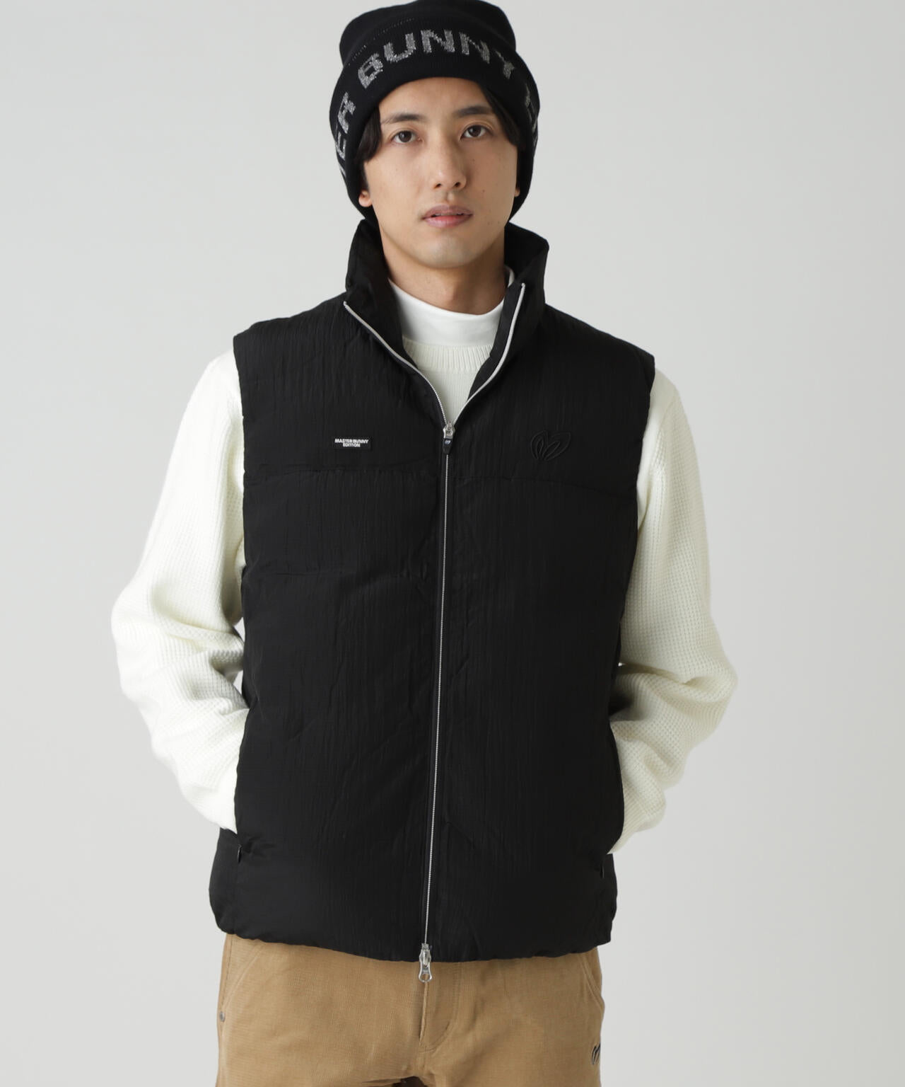 ナイロンリップ中綿フルジップベスト