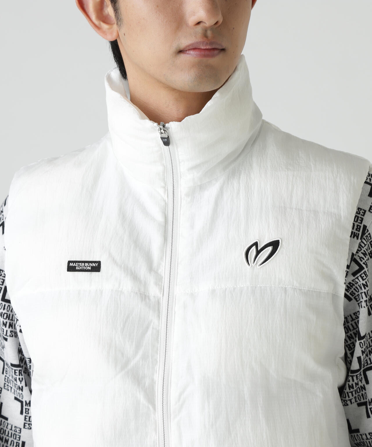 ナイロンリップ中綿フルジップベスト