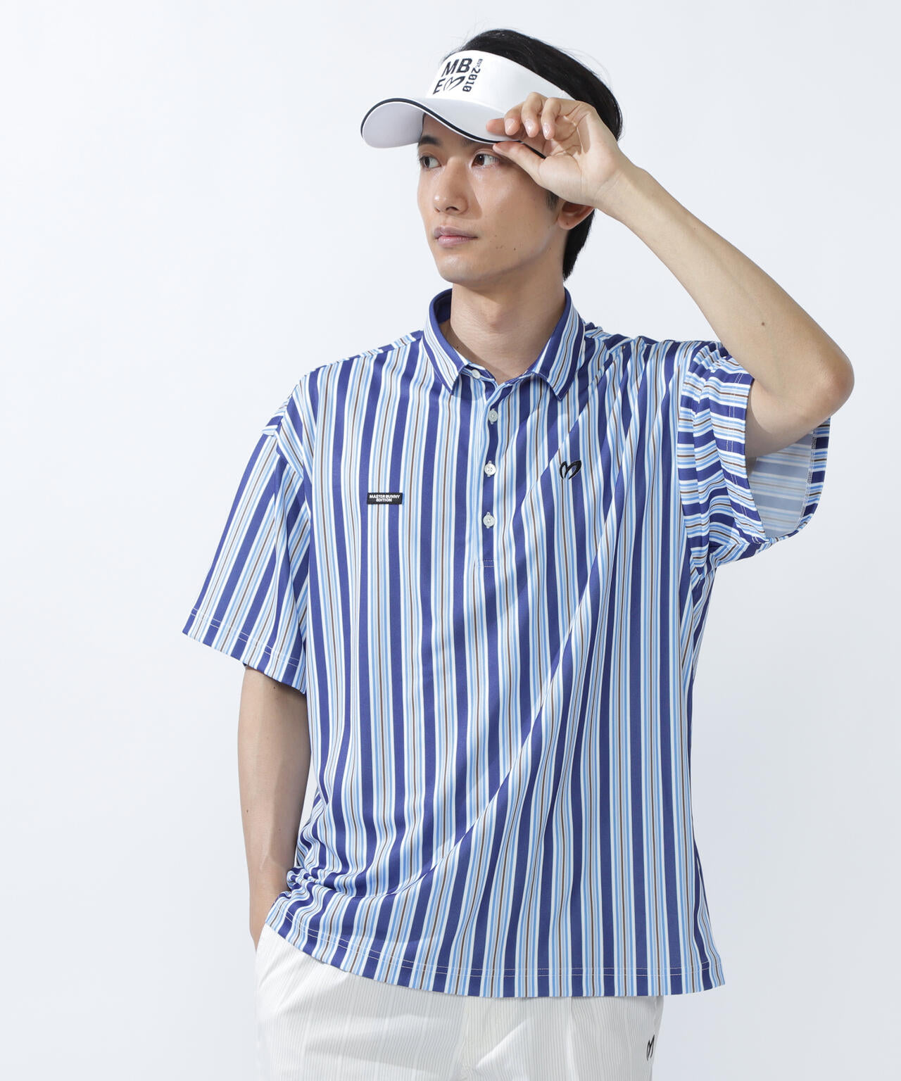 エアロクールピケマルチストライププリント半袖ポロシャツ