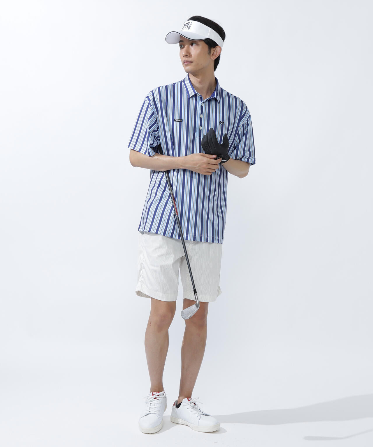 エアロクールピケマルチストライププリント半袖ポロシャツ