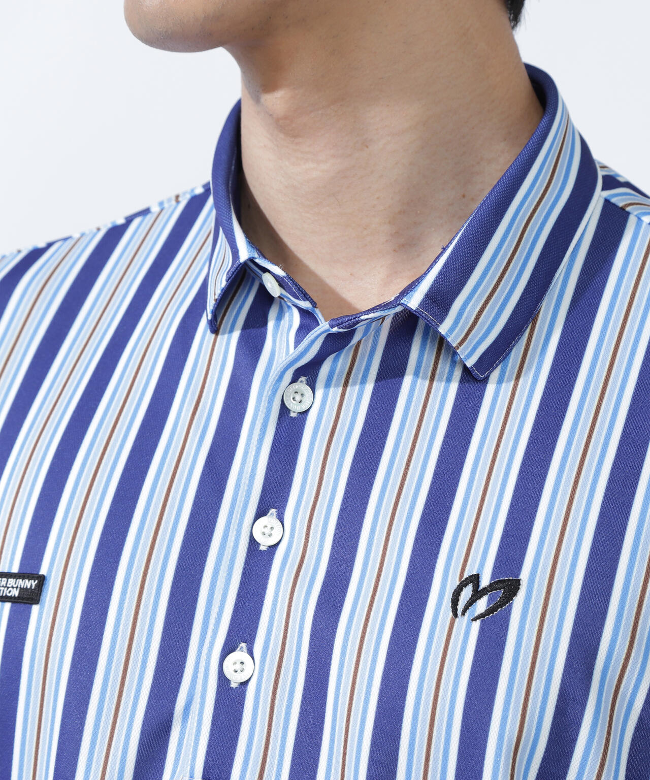 エアロクールピケマルチストライププリント半袖ポロシャツ