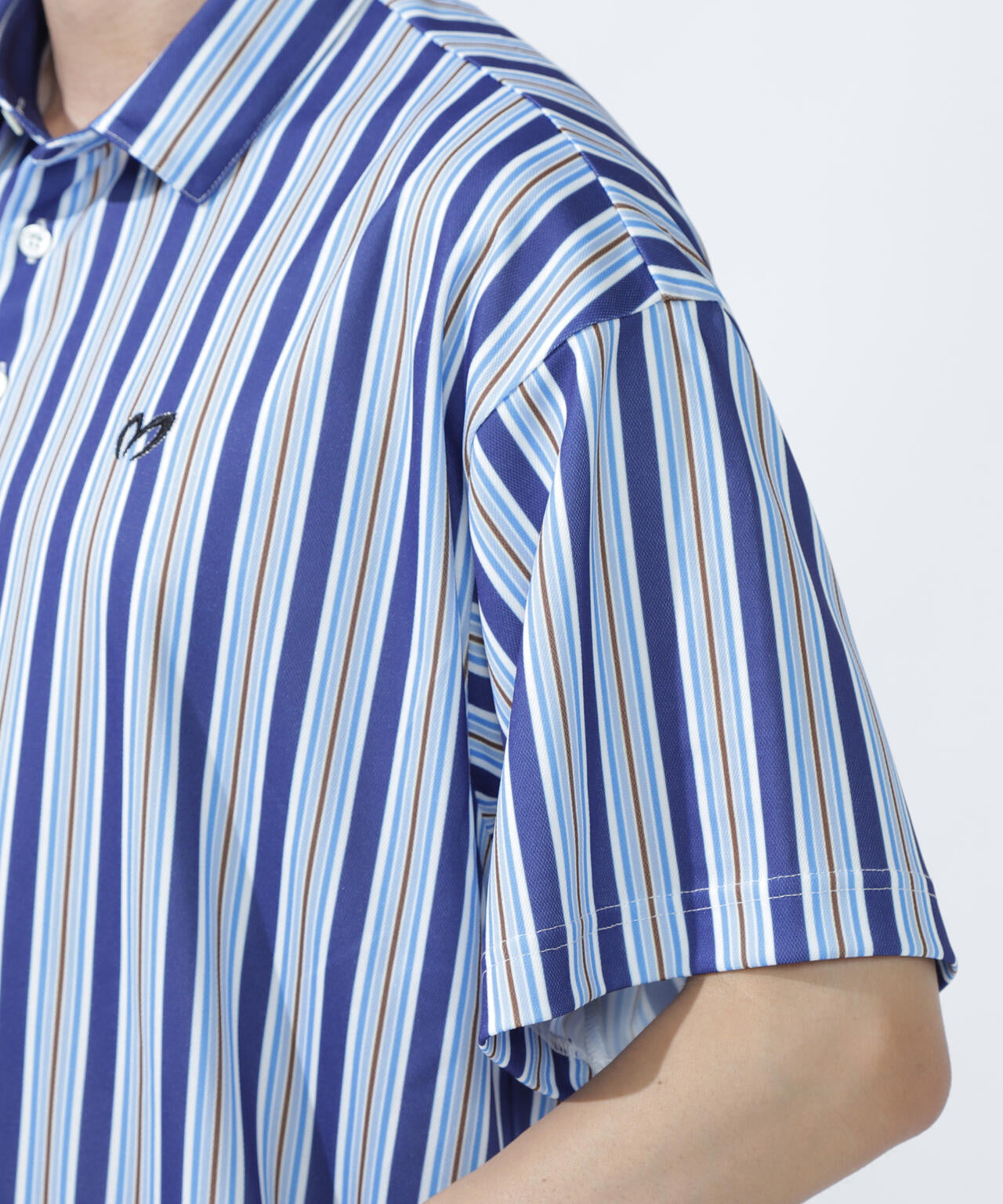 エアロクールピケマルチストライププリント半袖ポロシャツ