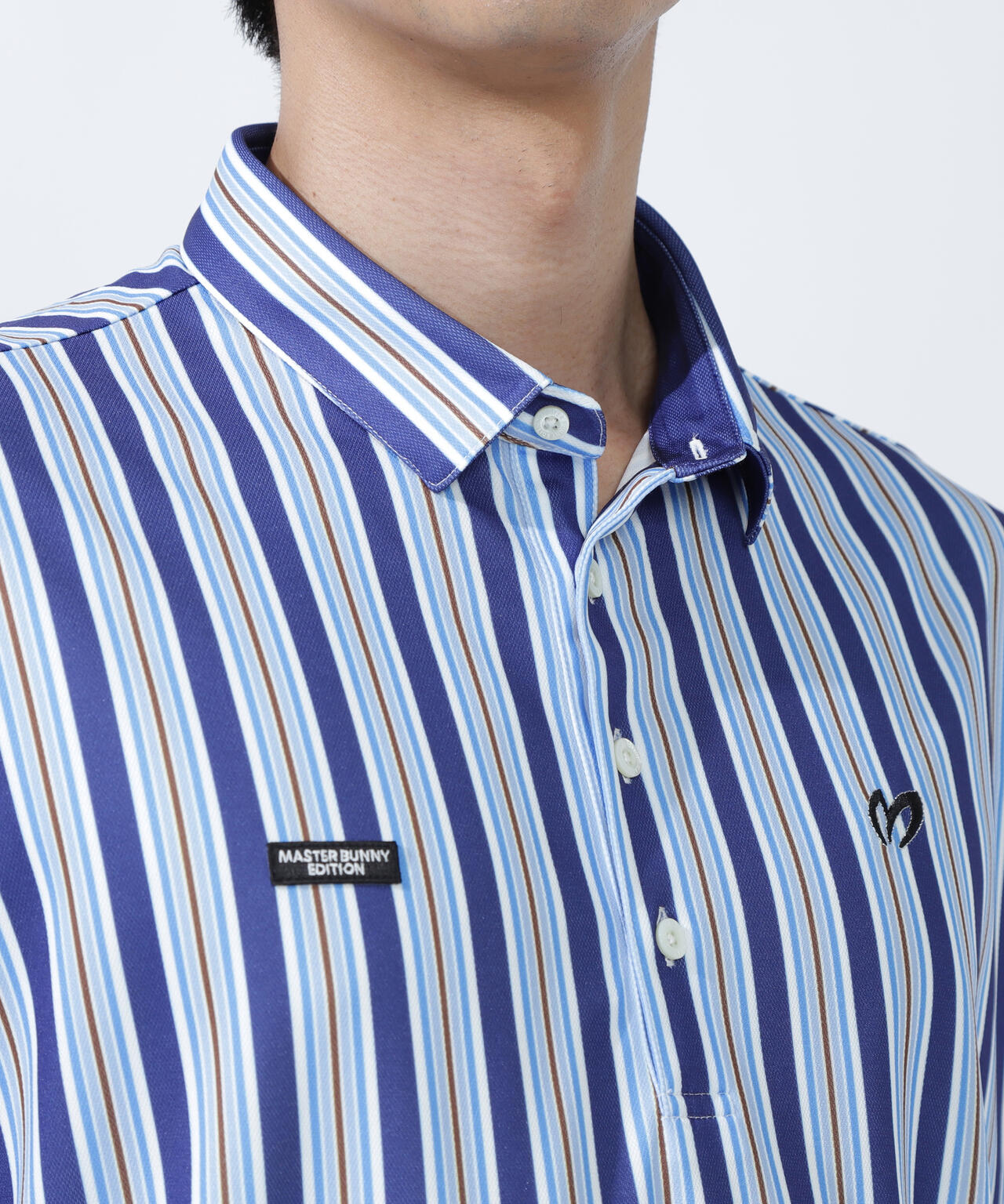 エアロクールピケマルチストライププリント半袖ポロシャツ