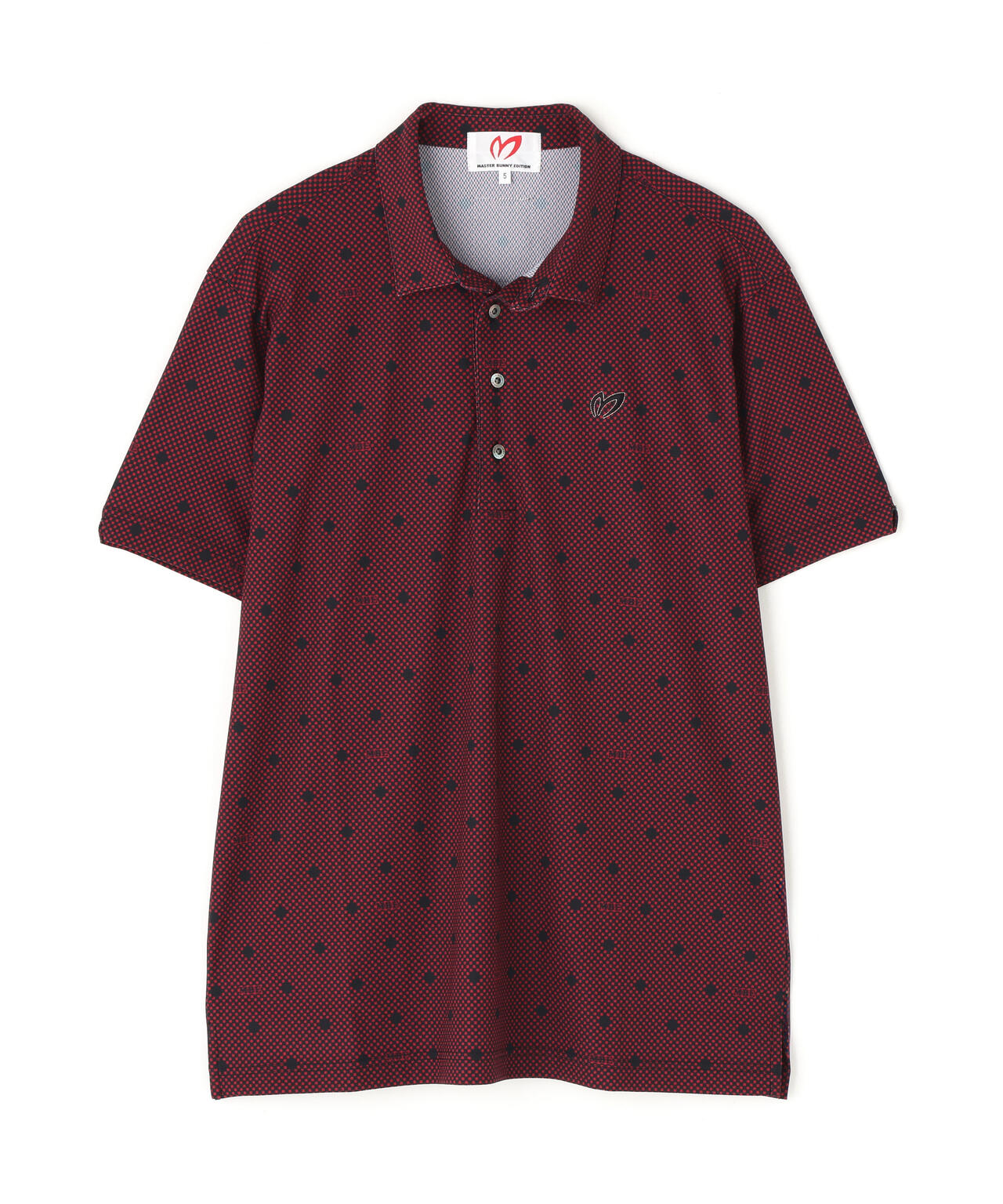 メッシュトリコットプリント半袖ポロシャツ