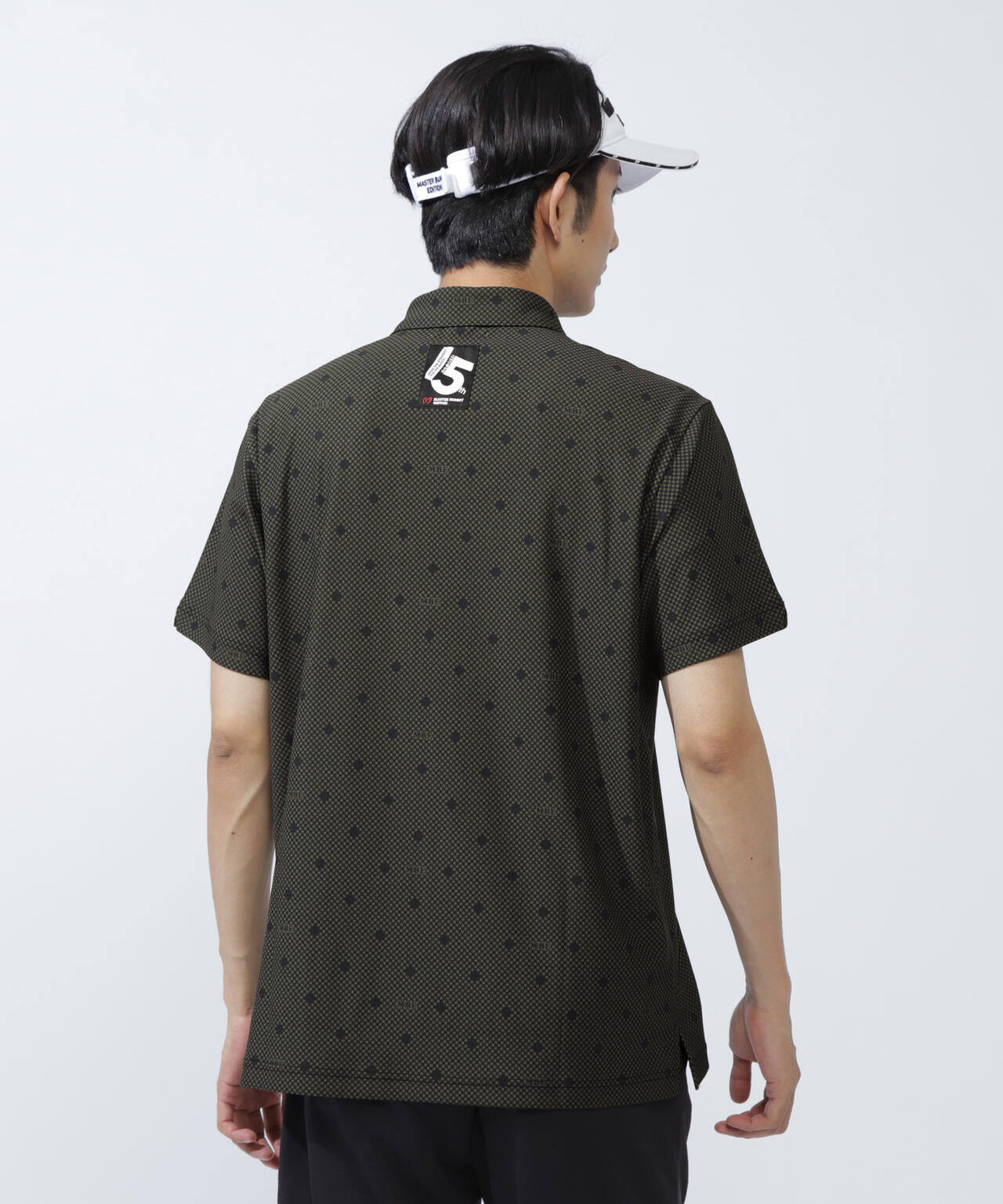 メッシュトリコットプリント半袖ポロシャツ