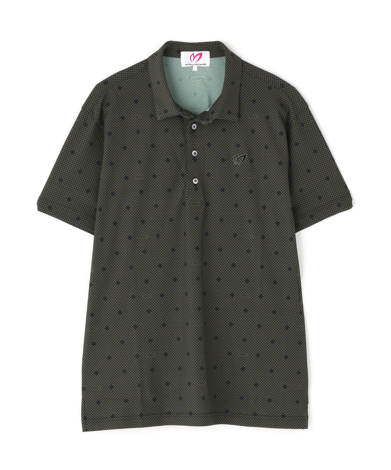 メッシュトリコットプリント半袖ポロシャツ