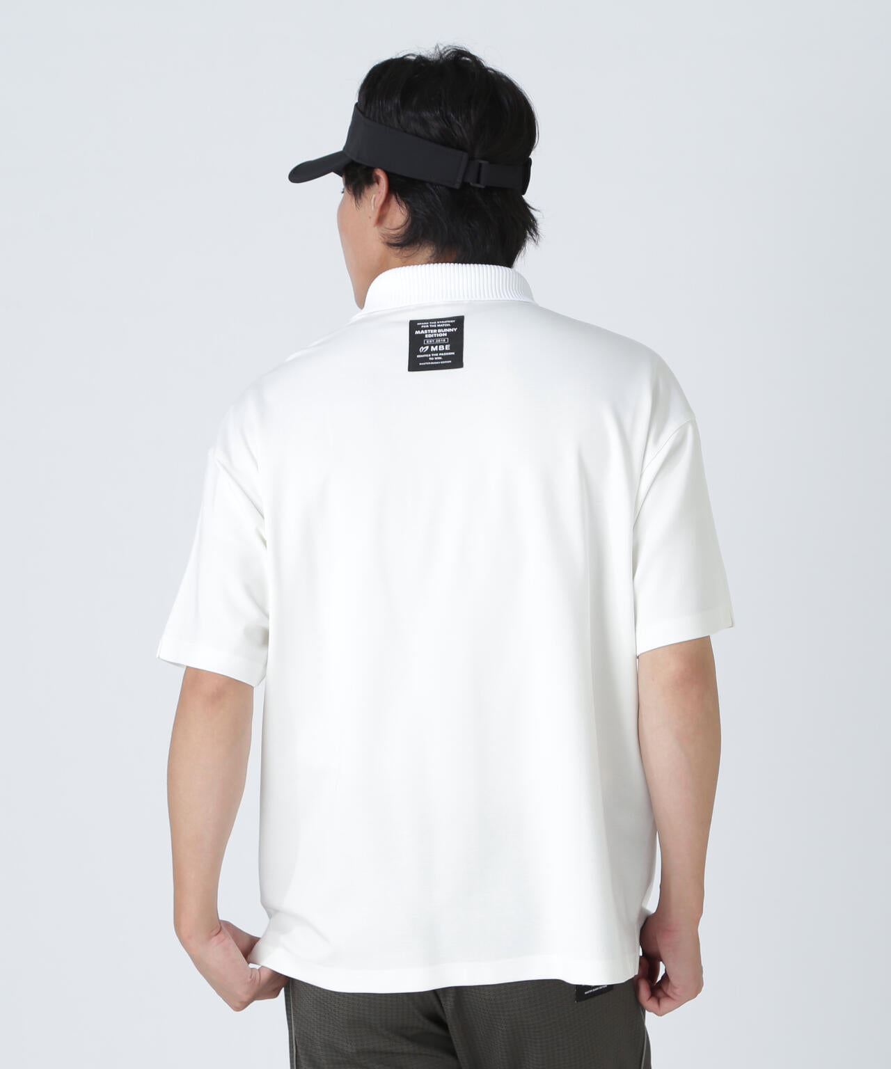 美品✨マスターバニーエディション 半袖ポロシャツ ホワイト バックラインロゴ 7 ストライプサッカー4WAYストレッチ半袖ポロシャツ | MASTER BUNNY