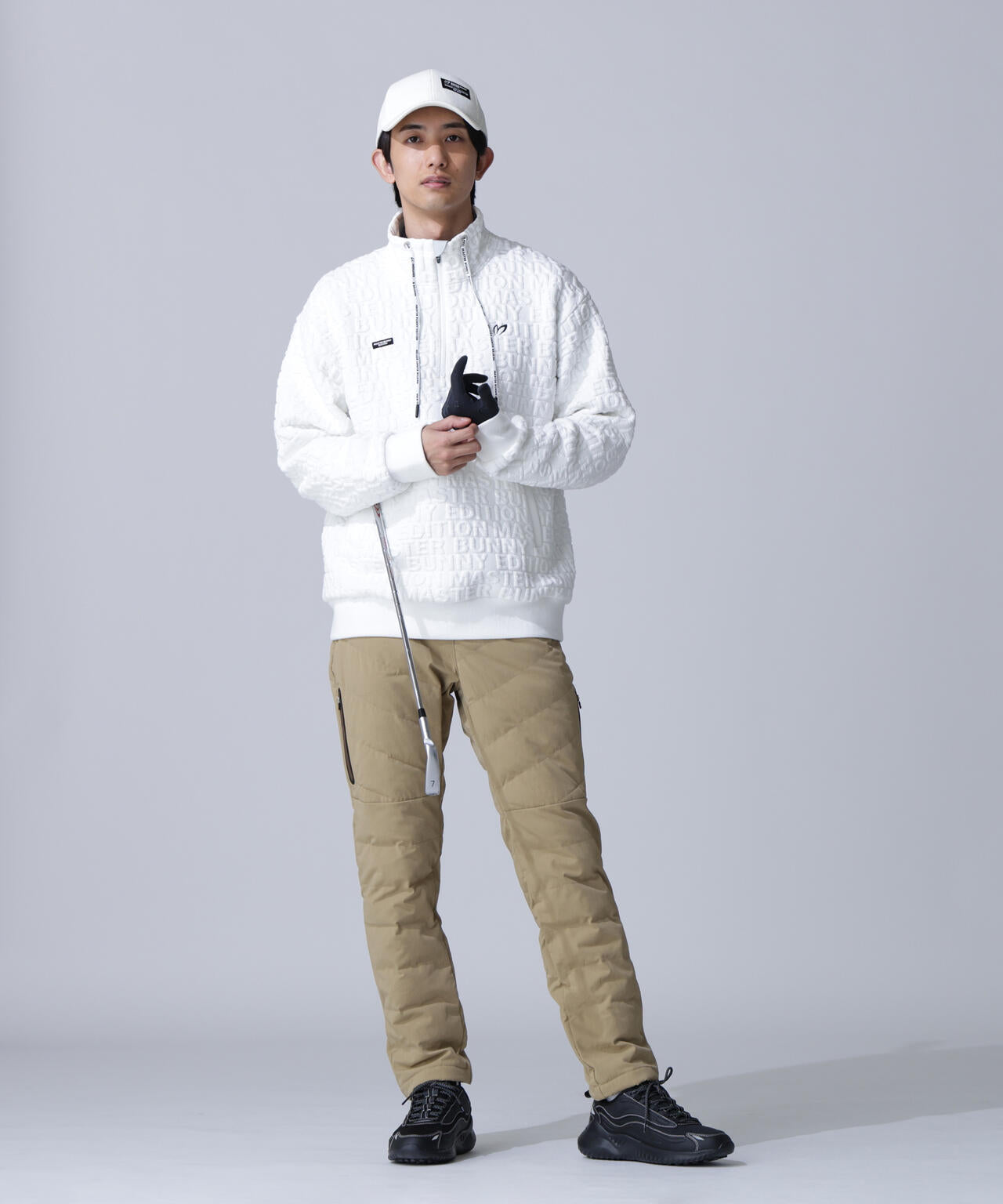 ロゴキルトジャガードハーフジップアップ