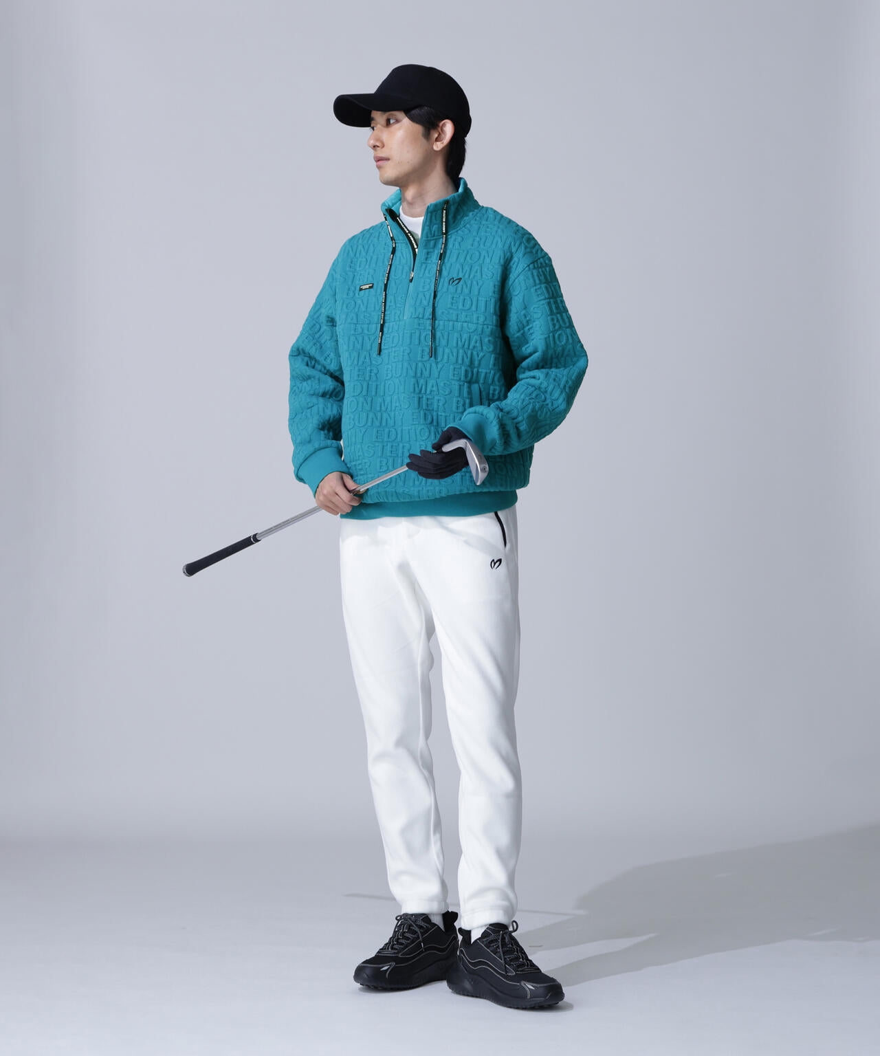 ロゴキルトジャガードハーフジップアップ