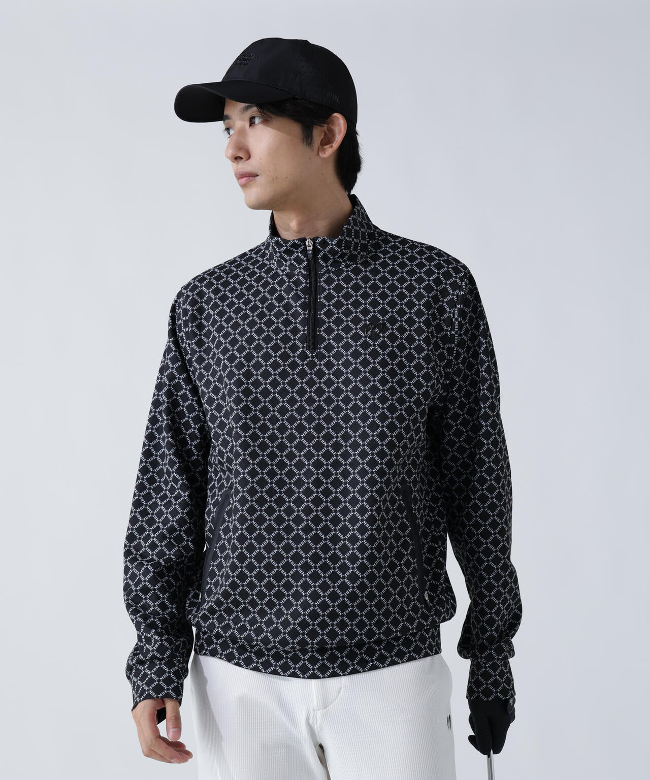 SPXカラミメッシュMBEボックスプリント ハーフジップアップカットソー