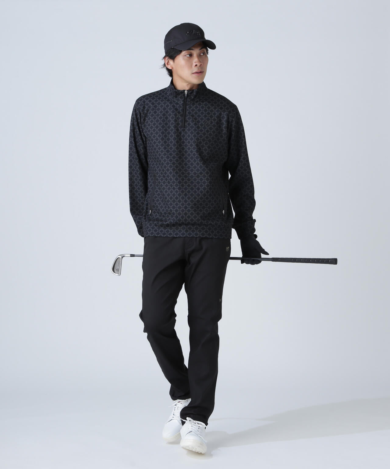 SPXカラミメッシュMBEボックスプリント ハーフジップアップカットソー